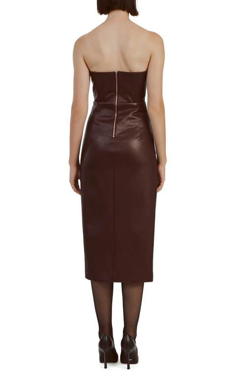 kai faux leather midi dress Bardot Kai Faux Leather Strapless Midi Dress