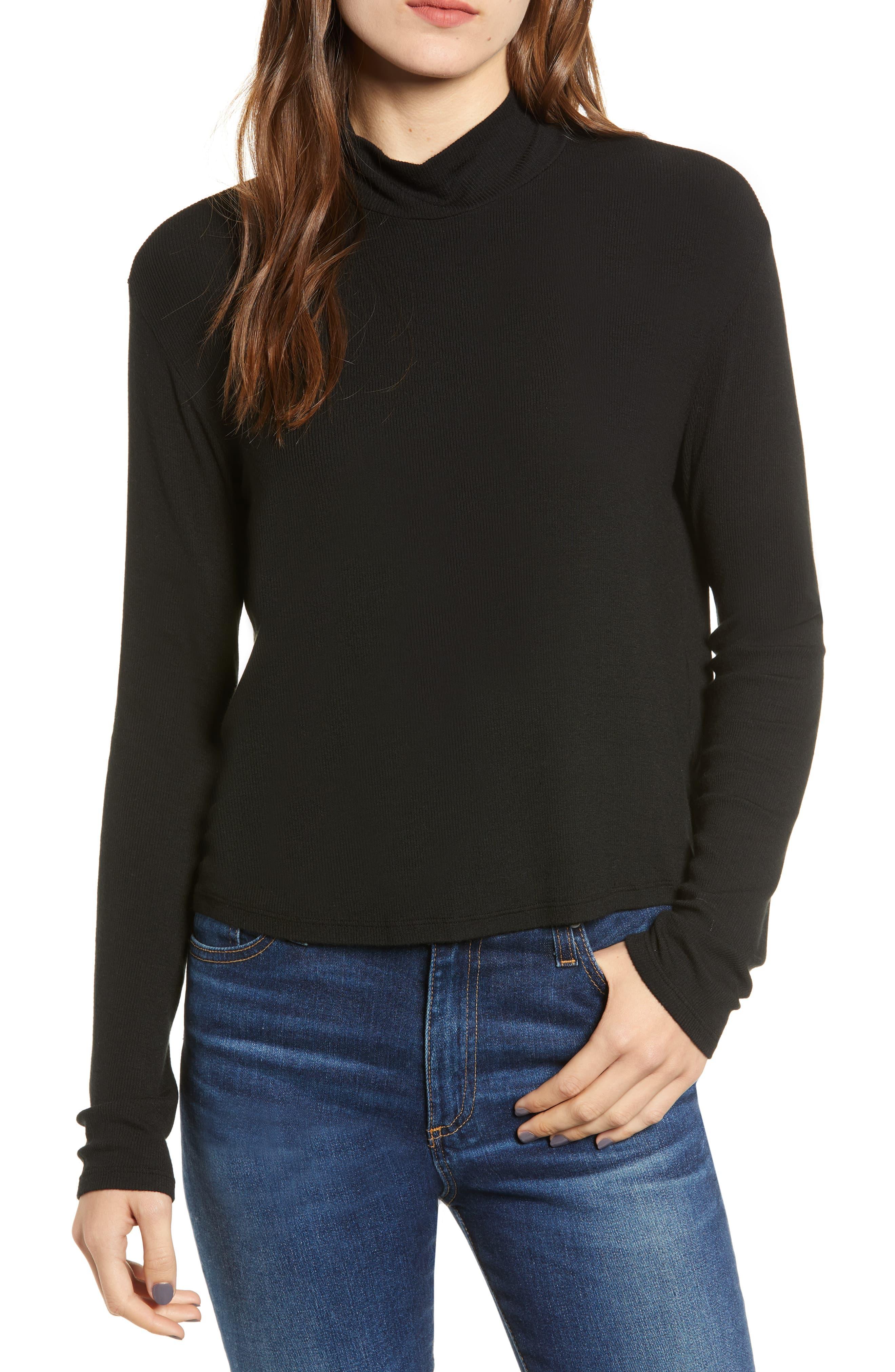 black cropped mock neck