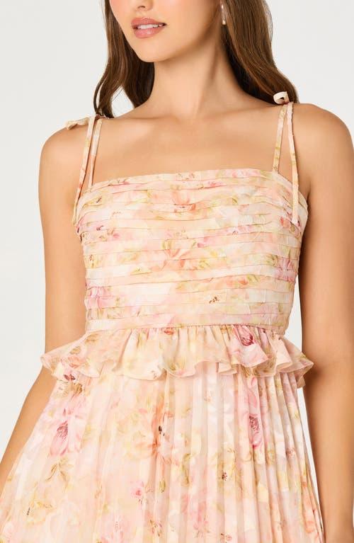 Astr Emerys Metallic Floral Pleated Midi Dress | Lyst