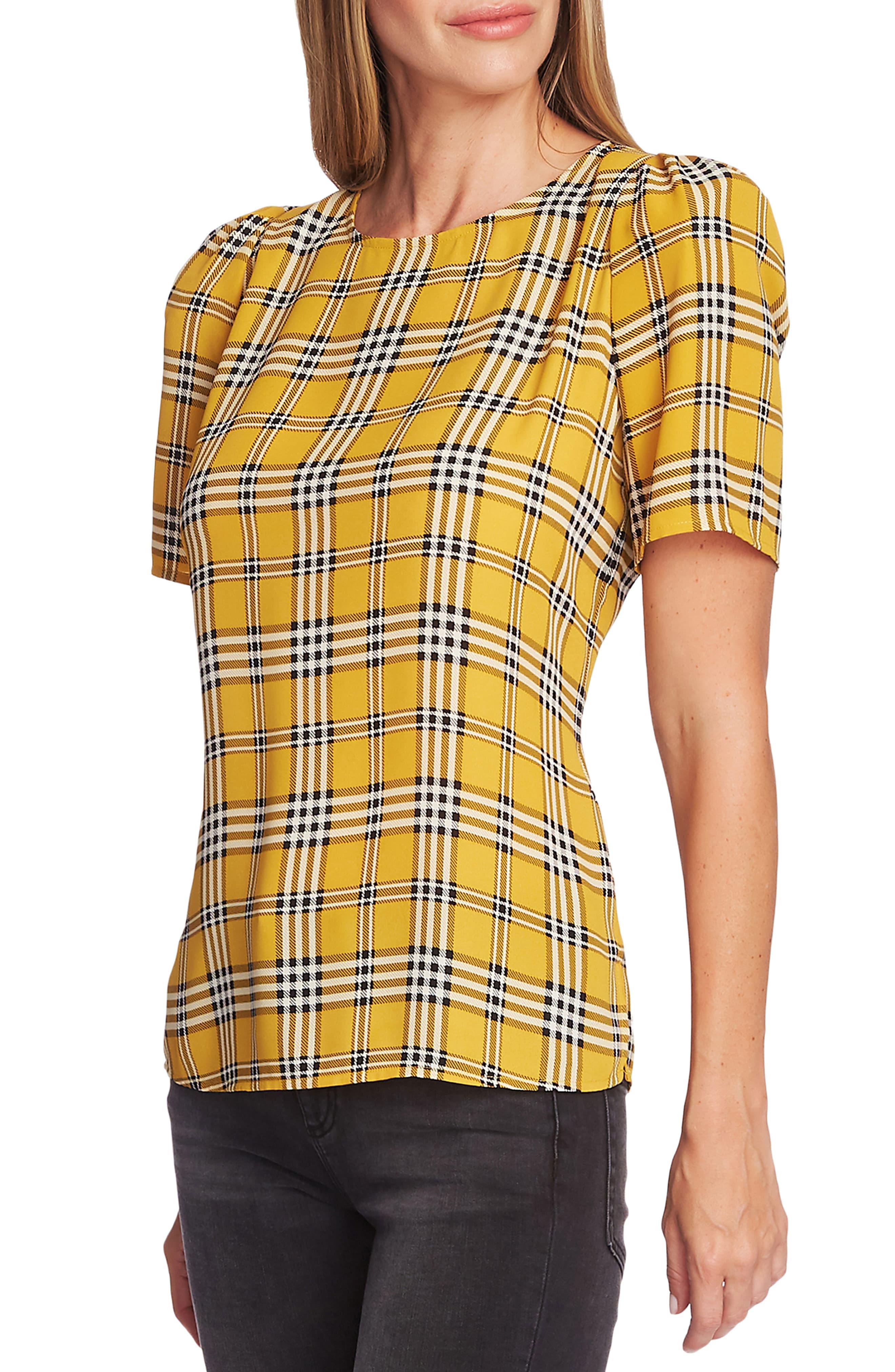 yellow plaid blouse
