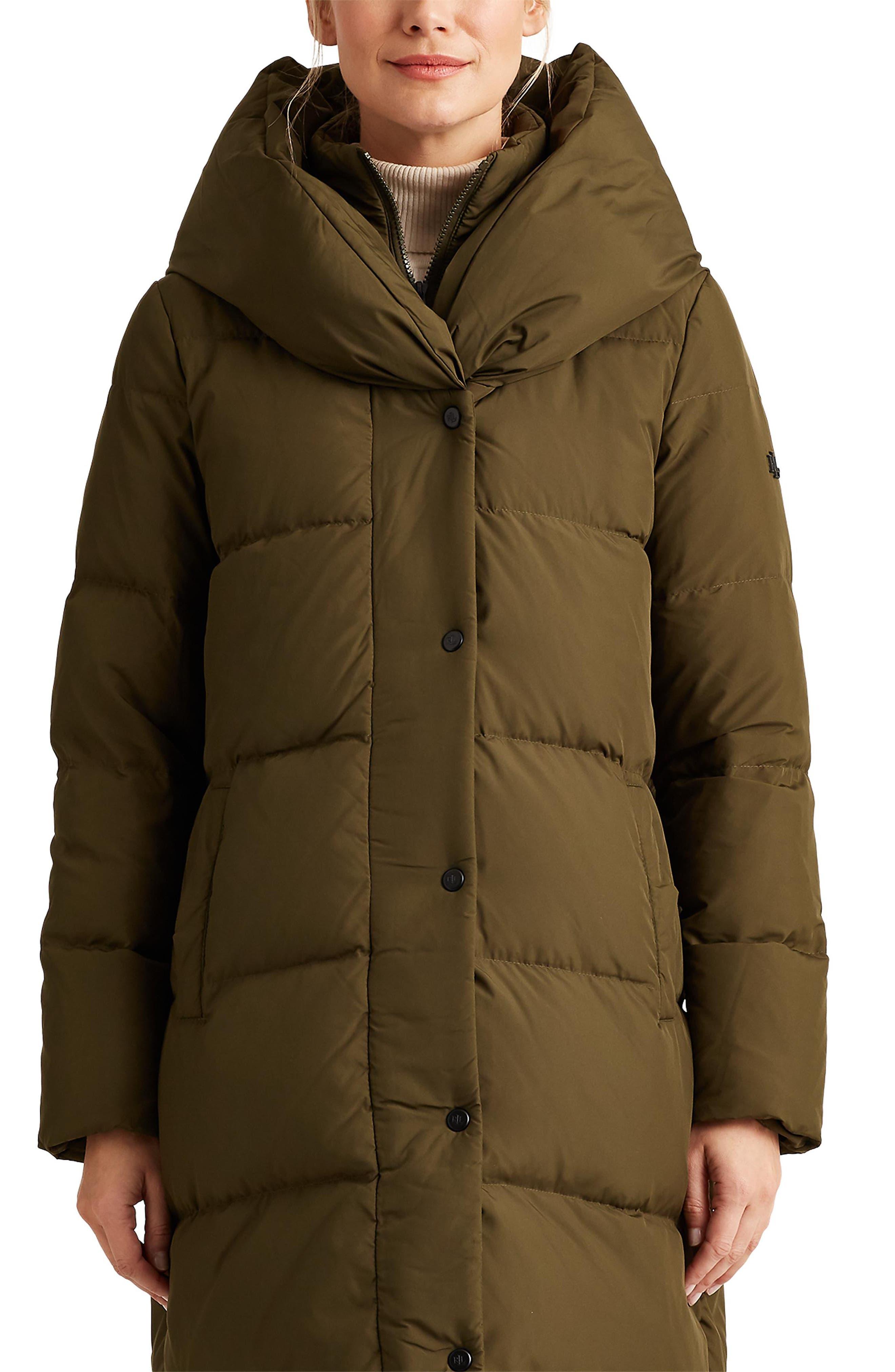 lauren ralph lauren pillow collar hooded puffer coat