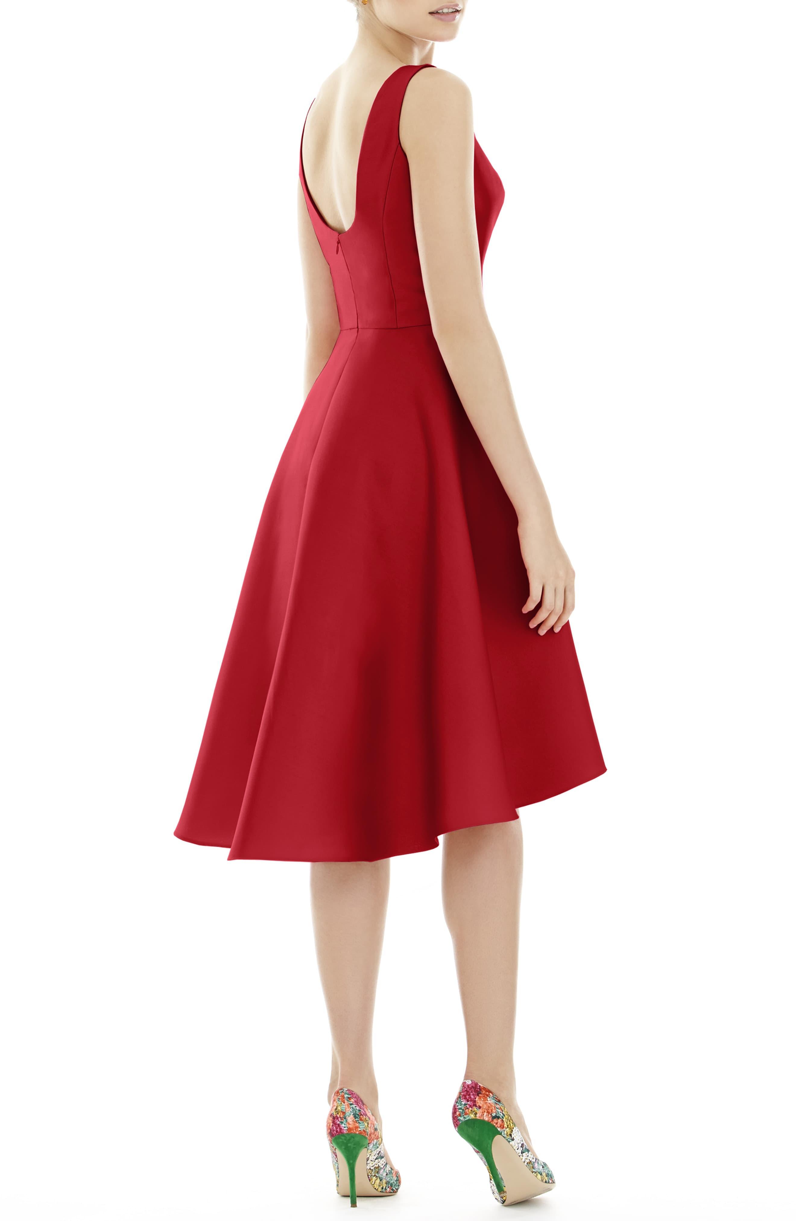 alfred sung high low satin twill cocktail dress