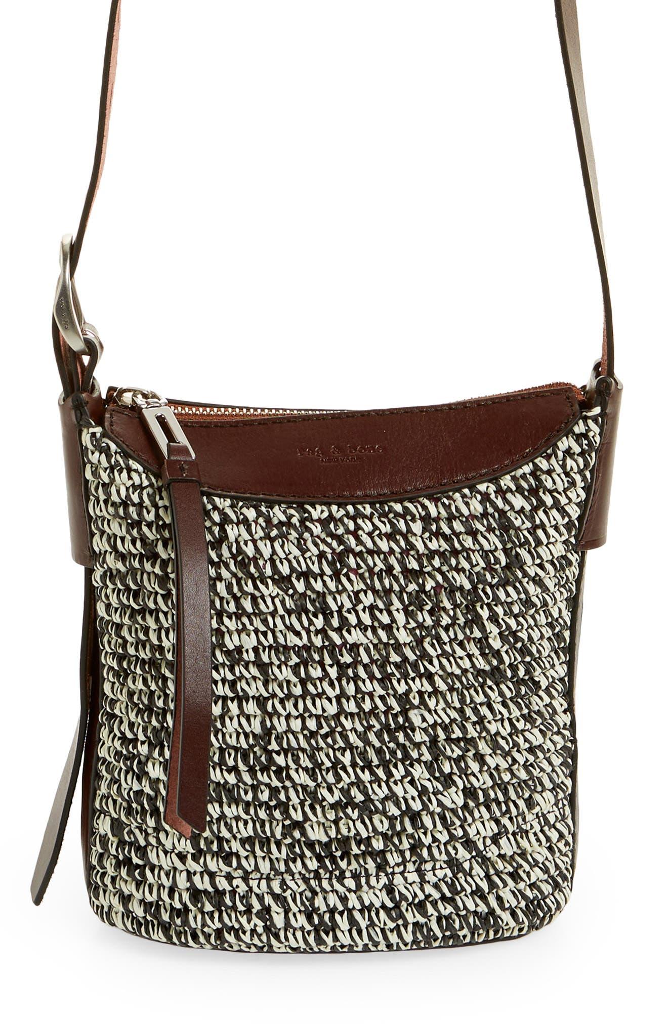 Rag & Bone Belize Mini Straw & Leather Bucket Bag in Black Lyst