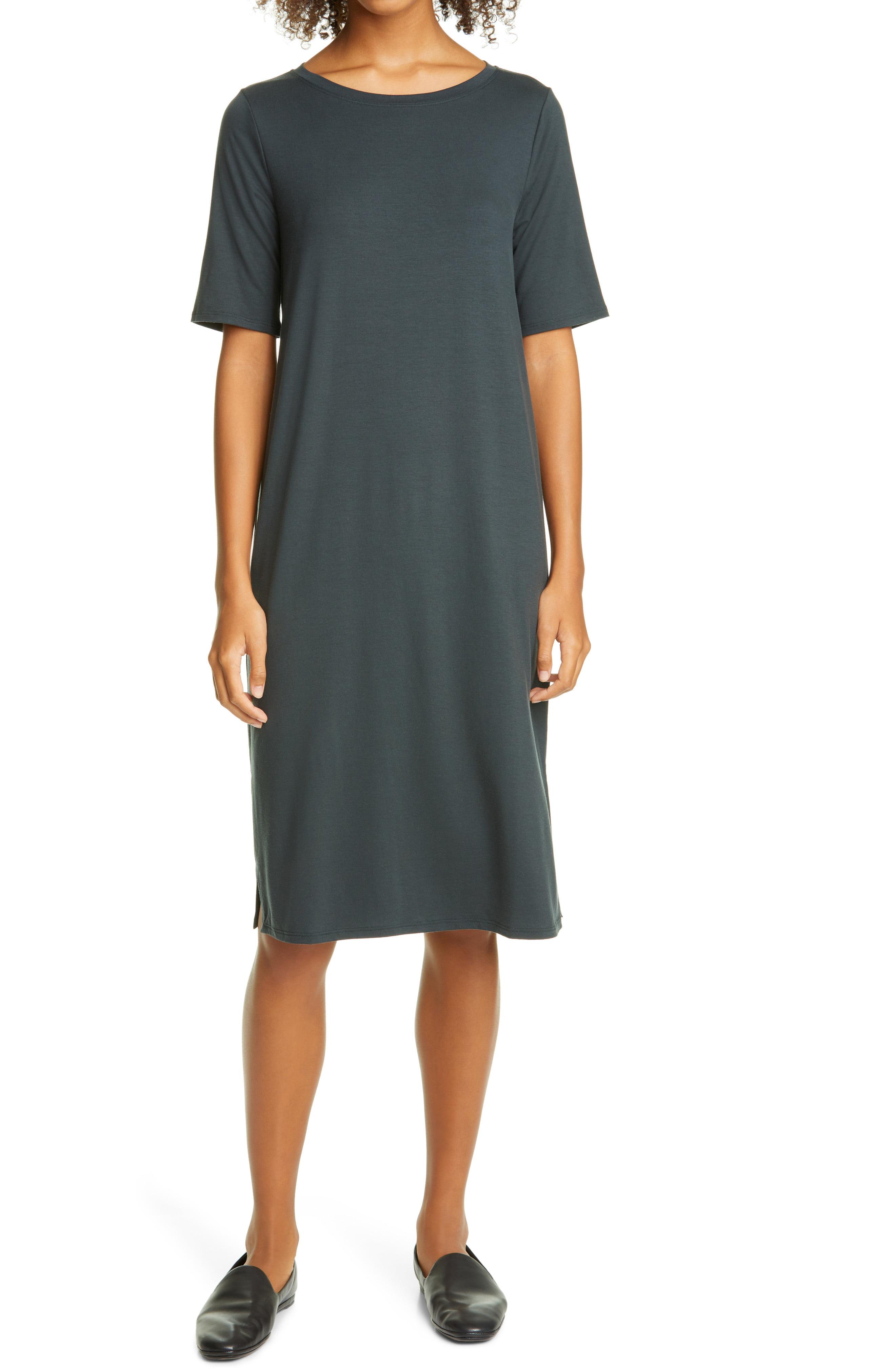 Eileen Fisher Stretch Lyocell T-shirt Dress - Lyst