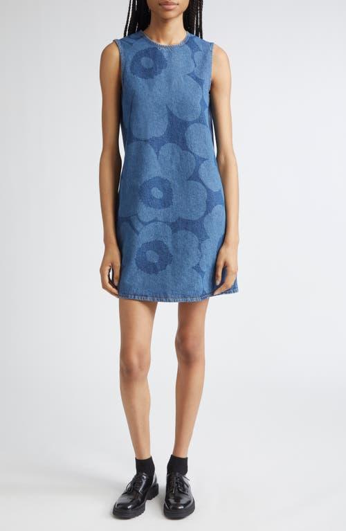 Marimekko Maridenim Somasti Unikko Denim Minidress in Blue | Lyst
