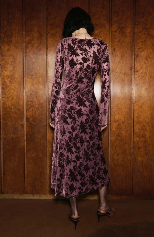 fitted lace wedding dress Angela Mulberry Velvet Burnout Long Sleeve Maxi Dress - Xs Size - Women's Dresses main image 0