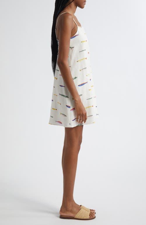 chinese dress ladies Staud Laura Linen Mini Dress in Pop Sardines Ivory