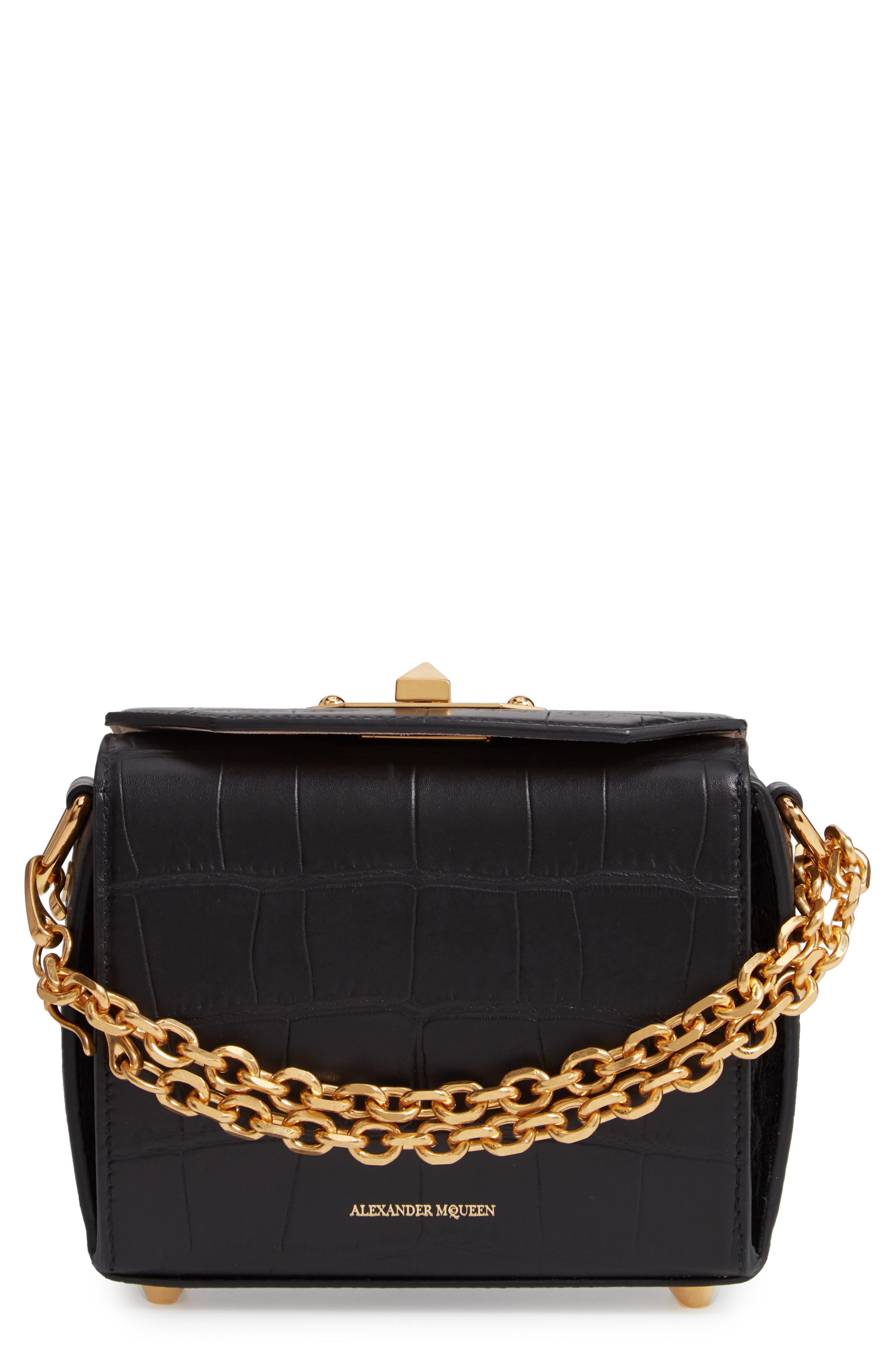 Alexander McQueen Mini Box Crocembossed Leather Bag in Black Lyst