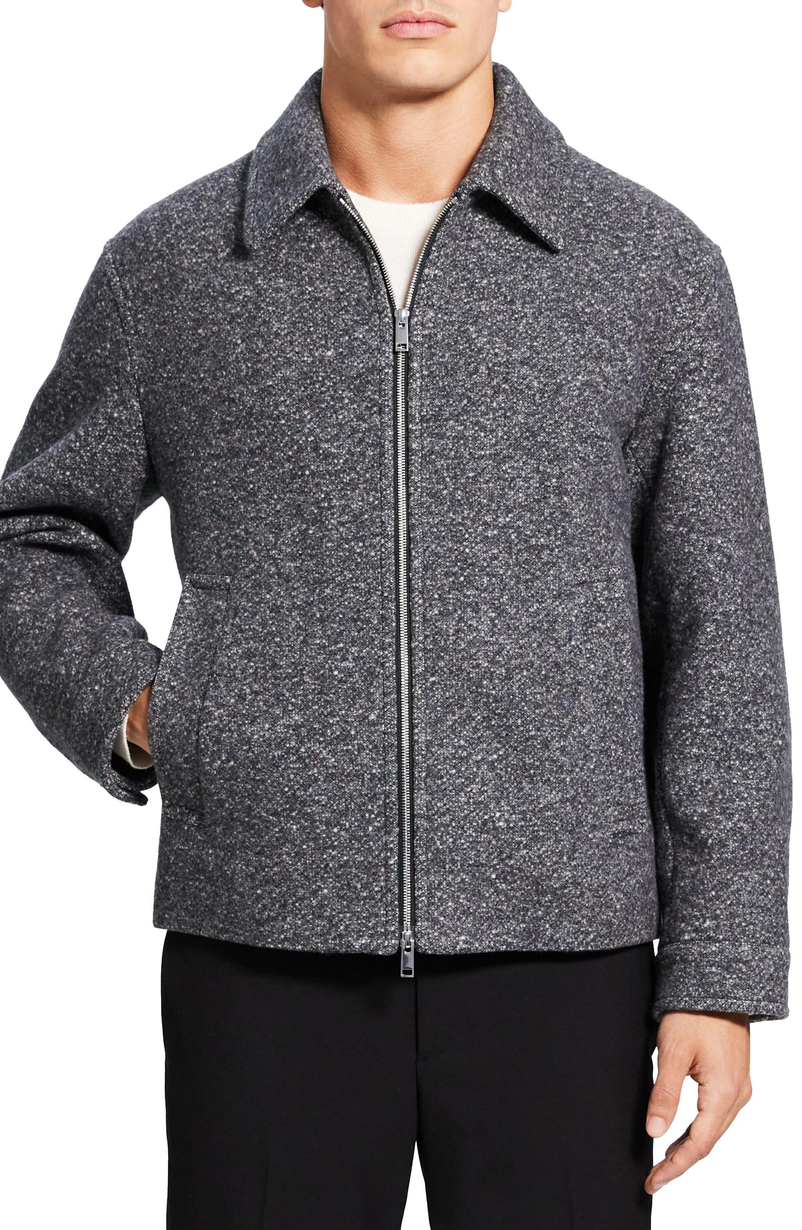 Theory Milo Bouclé Speckle Wool Blend Shirt Jacket in Gray for Men Lyst