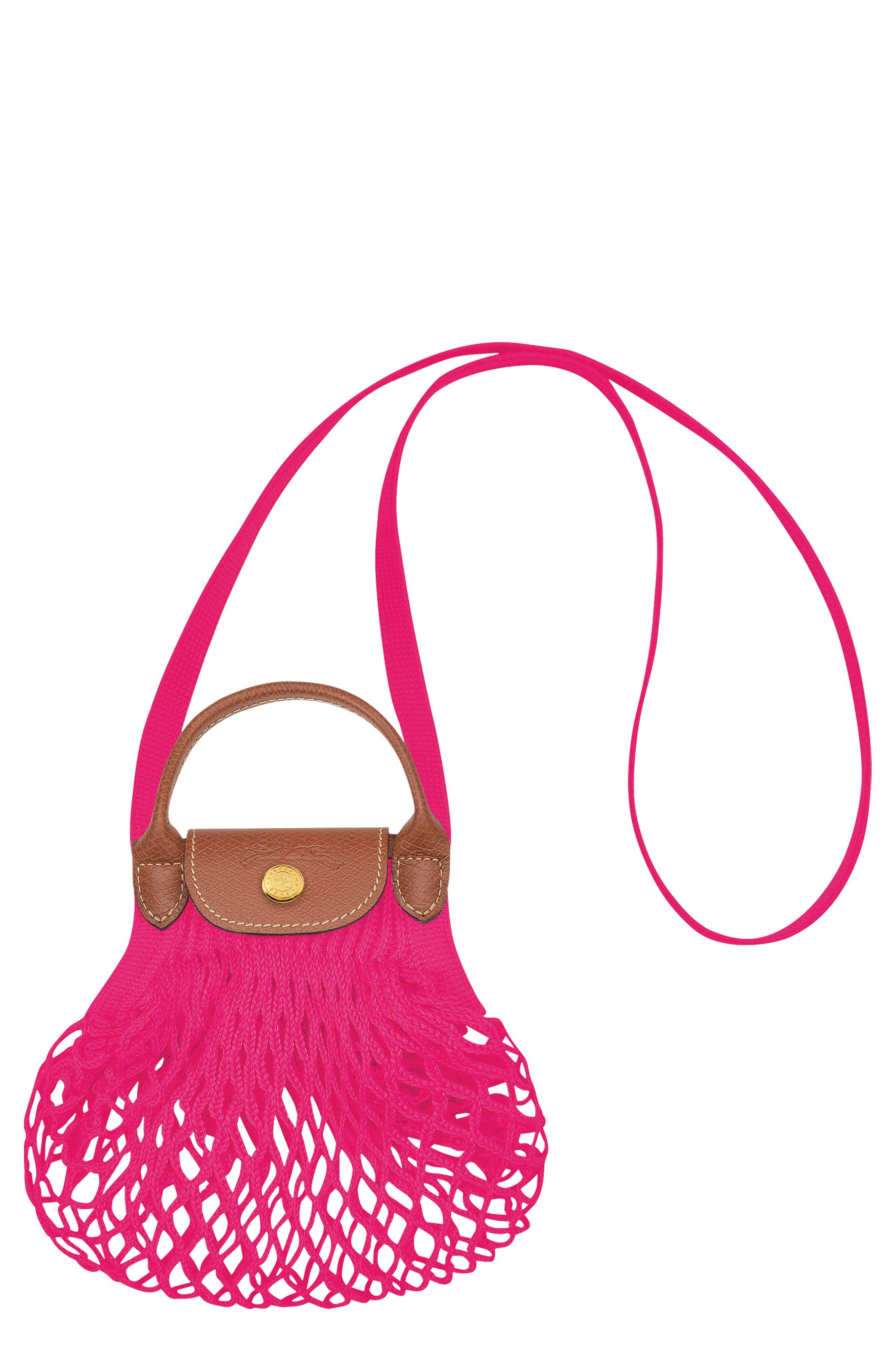 Longchamp Le Pliage Filet Knit Crossbody Bag in Pink Lyst