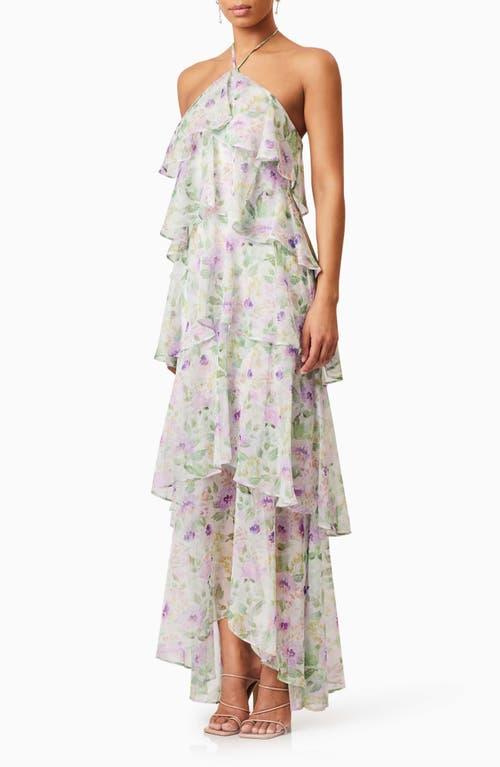 elliatt melissa halter ruffle tiered sheer maxi dress Elliatt Melissa Halter Ruffle Tiered Sheer Maxi Dress