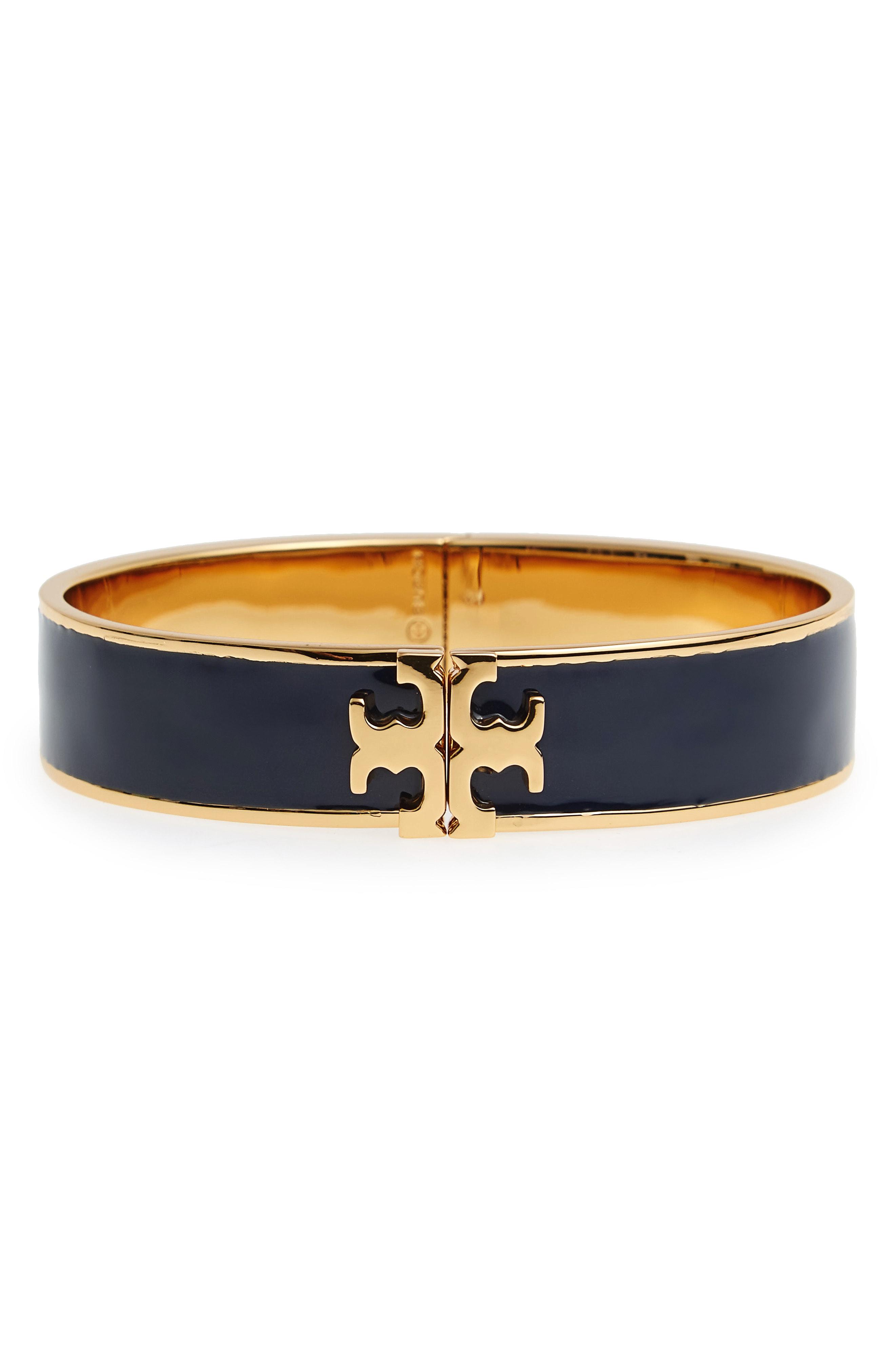 Tory Burch Raised Logo Enamel Hinge Bracelet in Blue Lyst