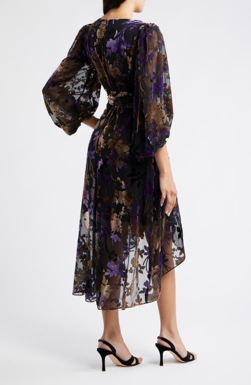 eliza j long sleeve burnout velvet cocktail dress Floral Puff Midi in Black Size:XXXL/20 Women Plus Size Bodycon silk slip wedding dress Fashion This maxi features a