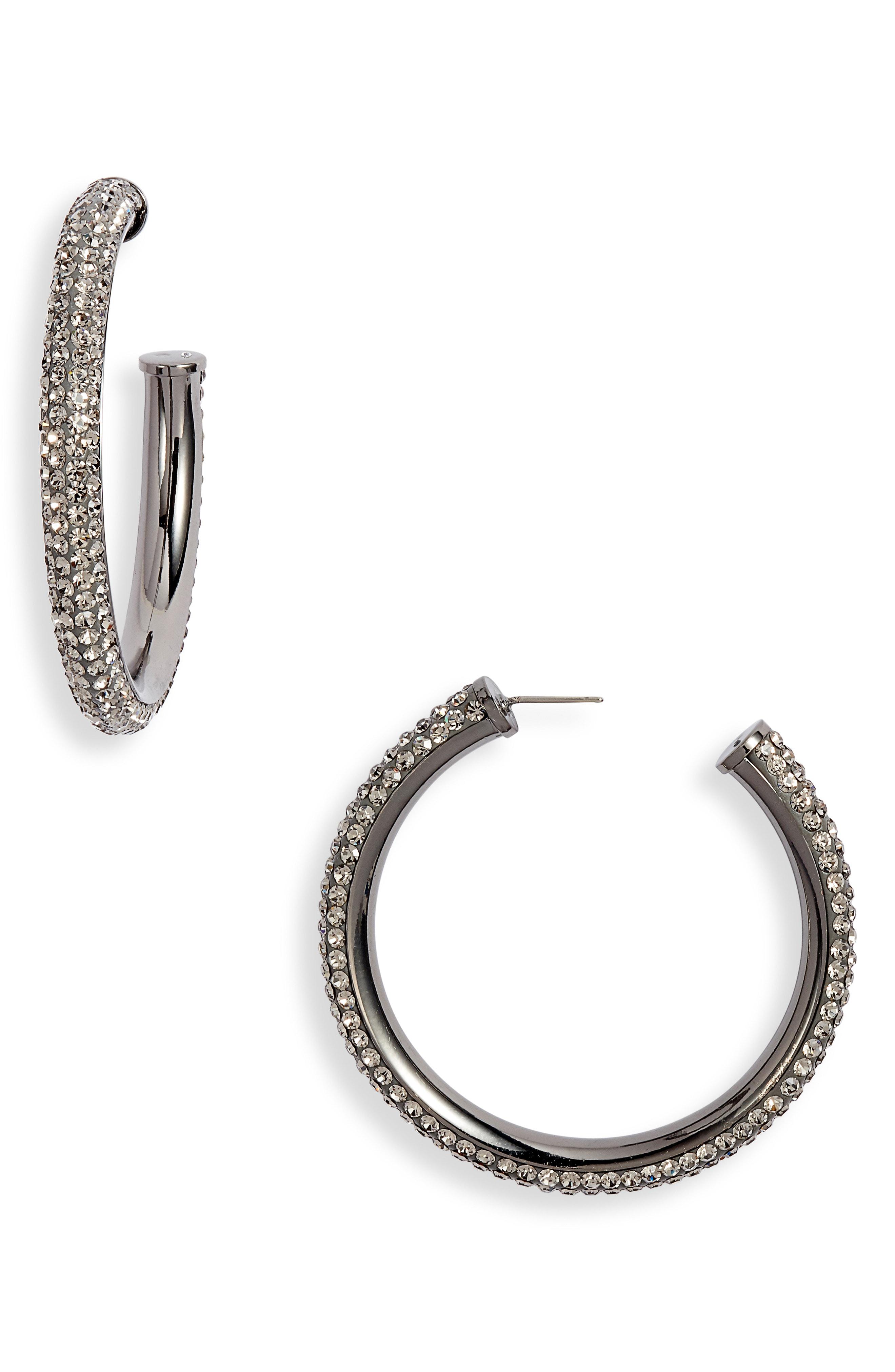 Kate Spade Razzle Dazzle Hoop Earrings in Black Diamond (Metallic) Lyst