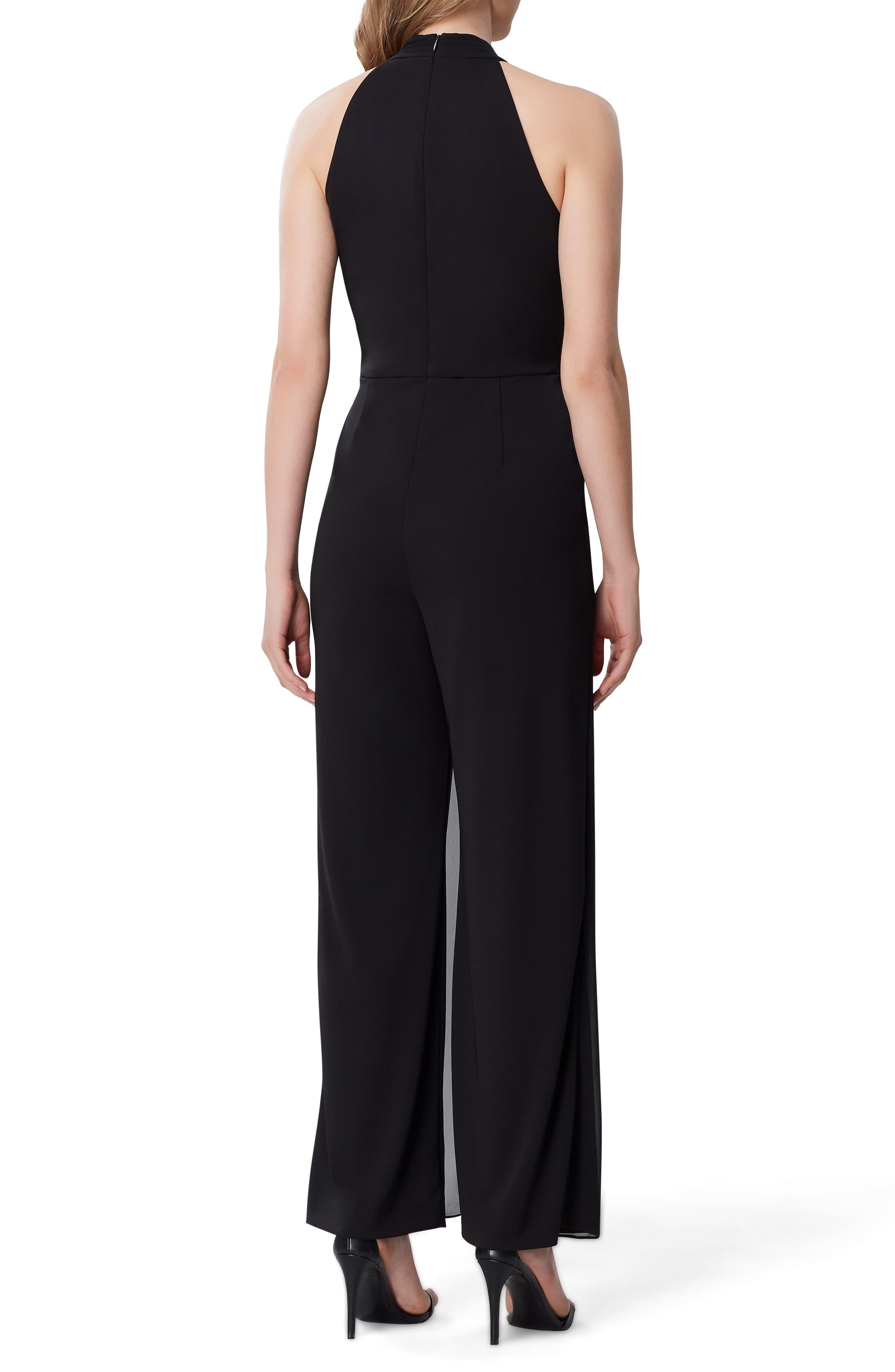 Tahari Chiffon Halter Neck Wide Leg Jumpsuit in Black Lyst