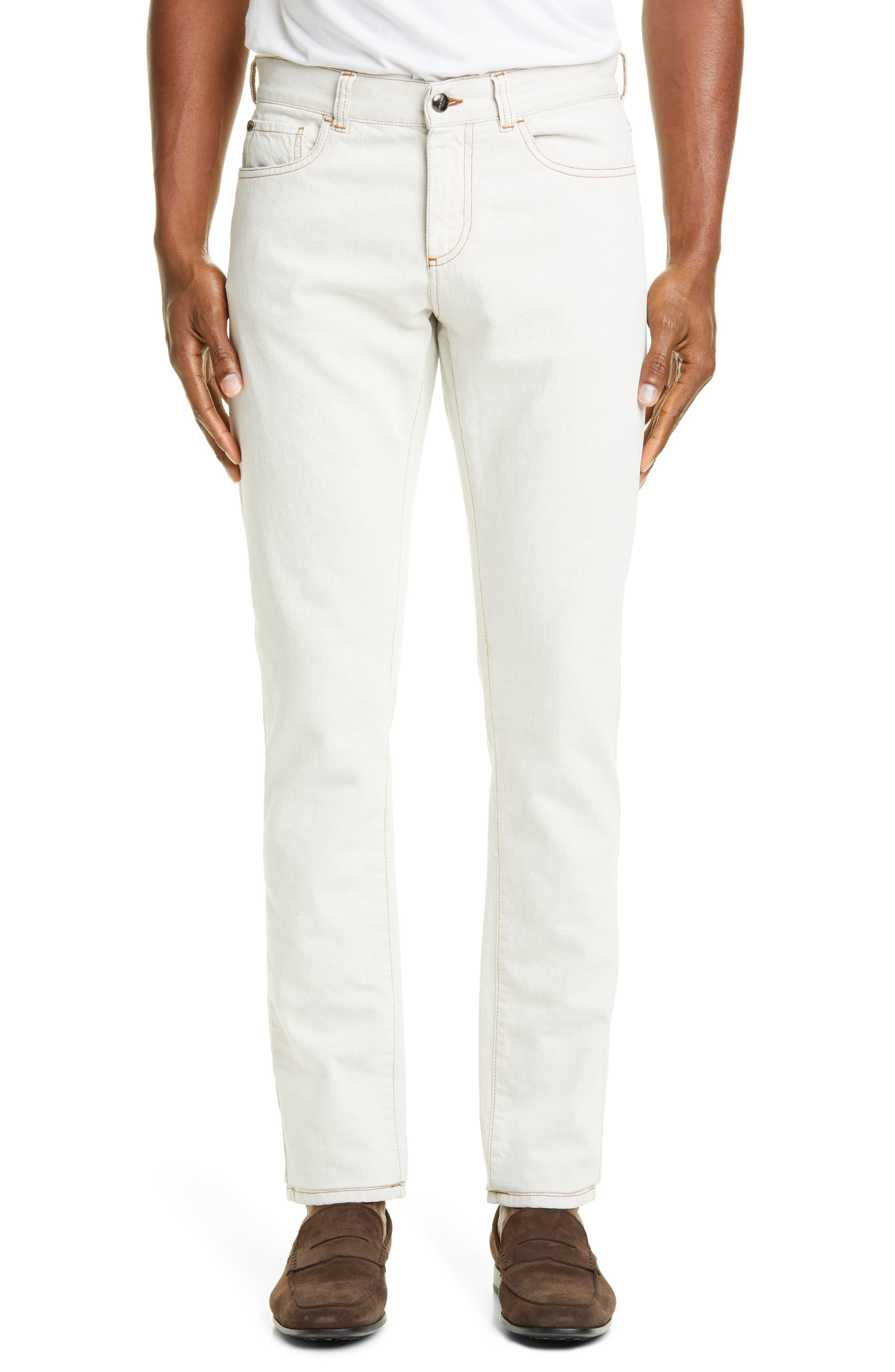 Canali Five-pocket Cotton Twill Dress Pants in Natural for Men - Lyst