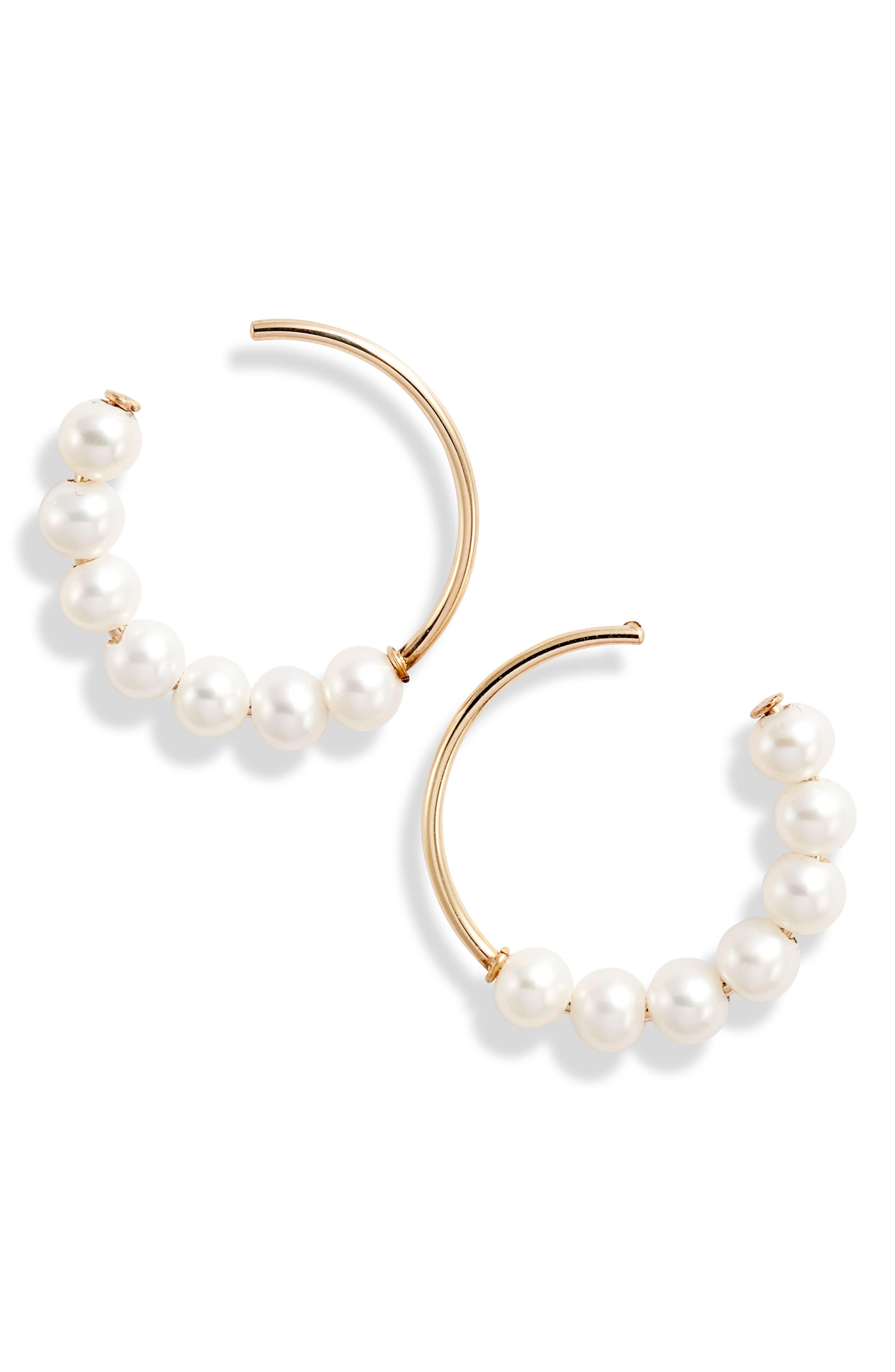 POPPY FINCH Pearl Frontal Hoop Earrings in Gold/ Pearl (Metallic) - Lyst