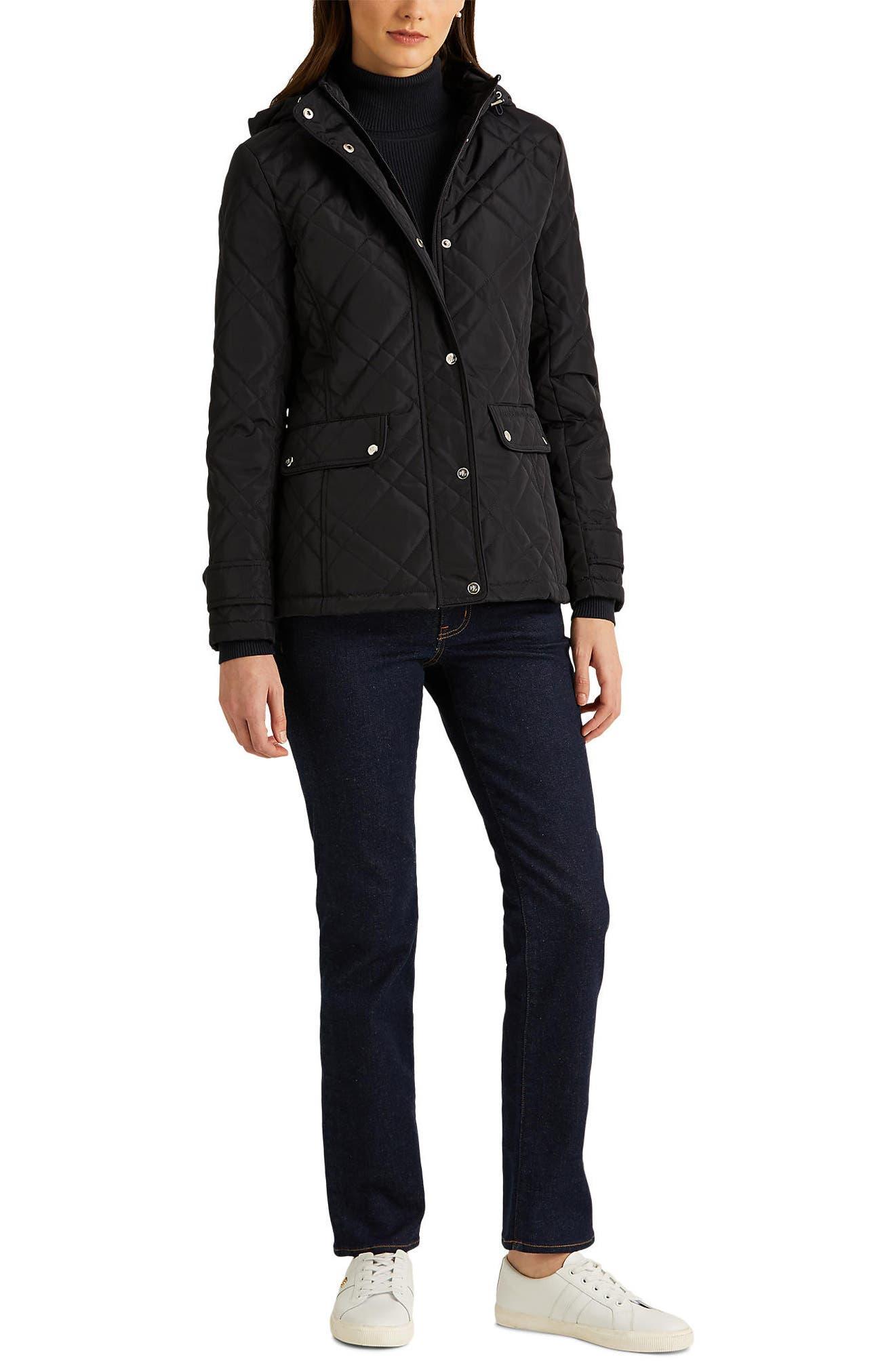 Lauren by Ralph Lauren Stand Collar Quilted Jacket With Removable 