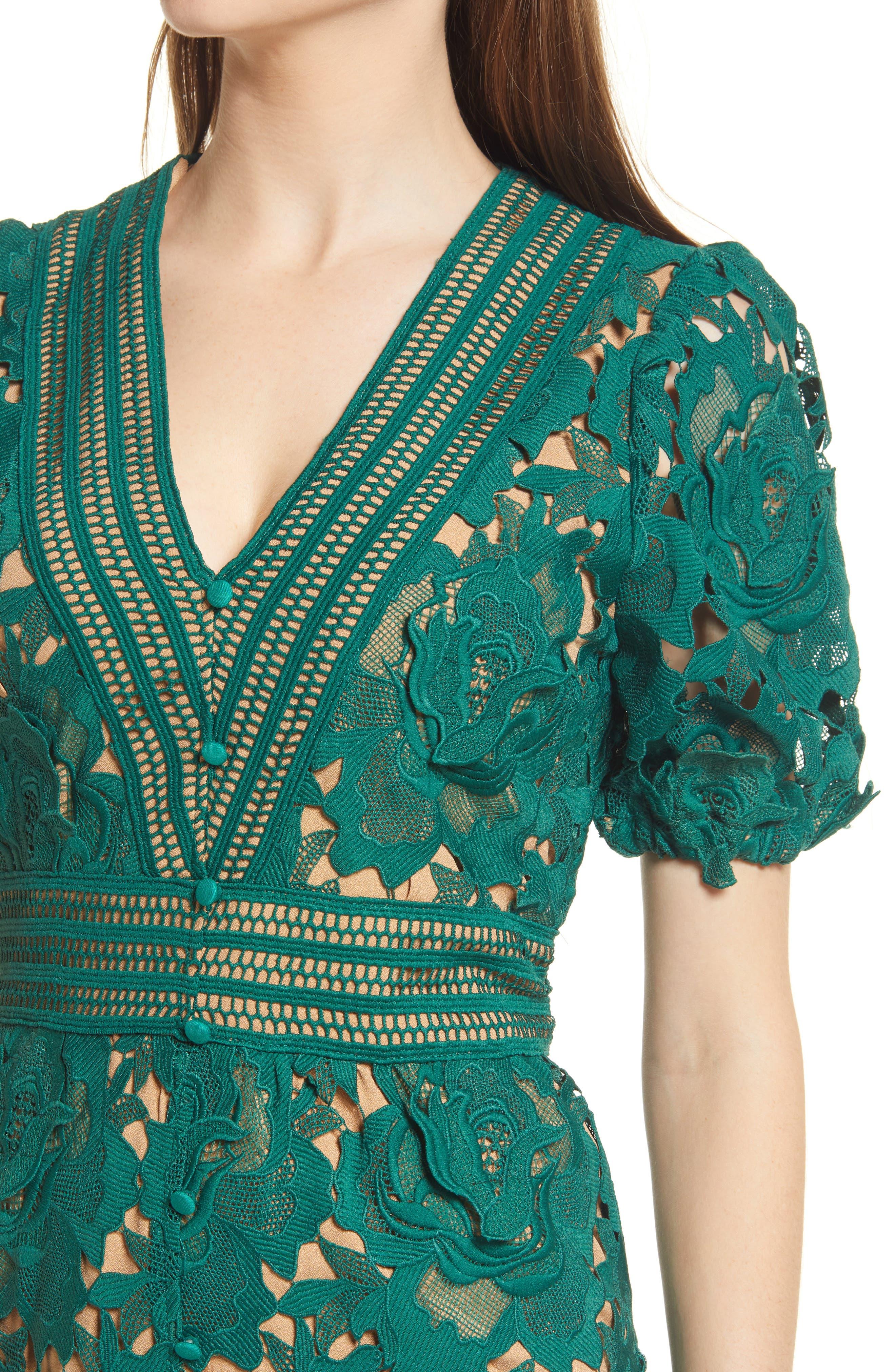 emerald green crochet dress Havana Haze Crochet Mini Dress