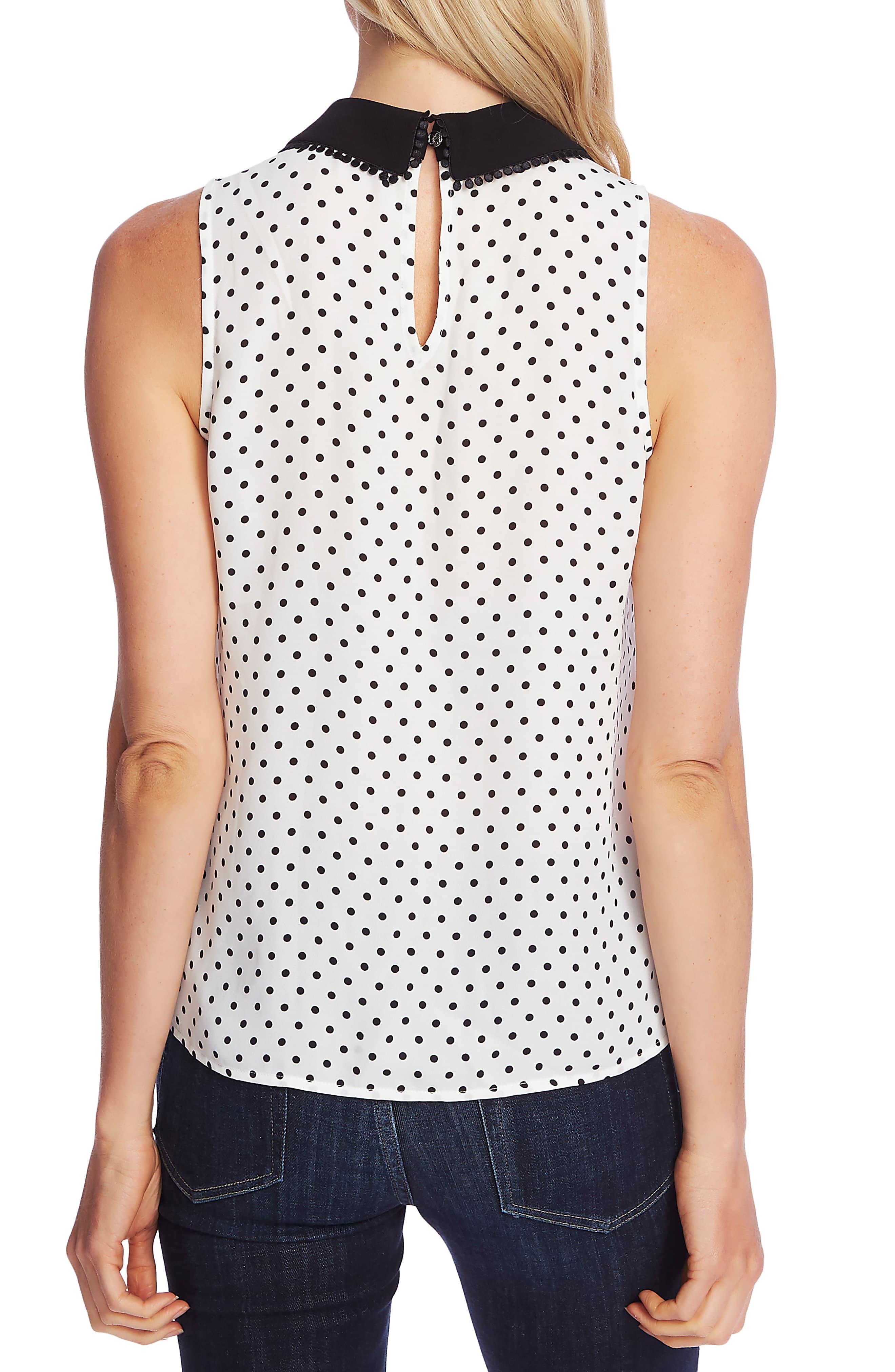 Cece Heirloom Polka Dot Peter Pan Collar Sleeveless Blouse Lyst