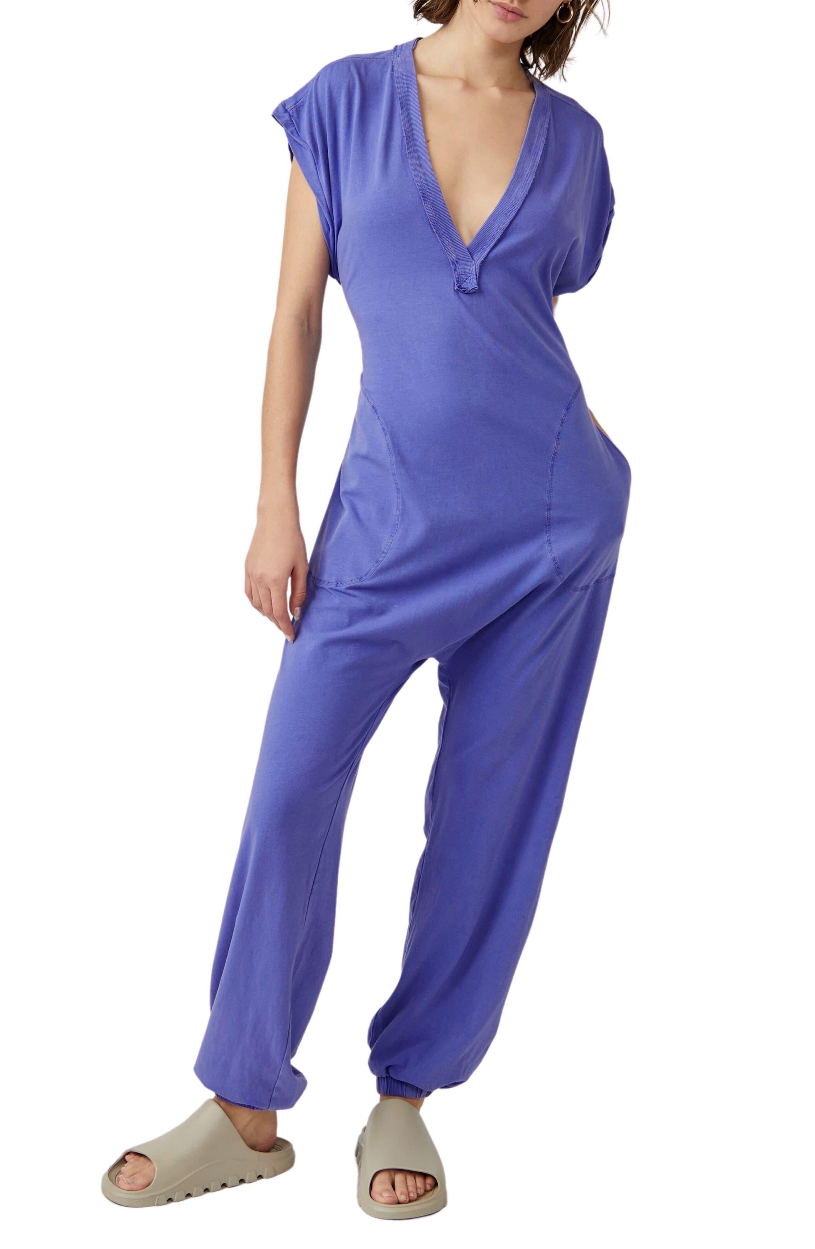 Fp Movement Free People Hot Shot V-neck Jumpsuit in Blue | Lyst