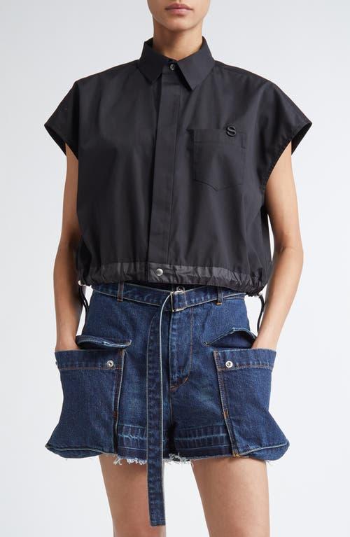 ■sacai■サカイ■Thomas Mason Paneled Mixed Media T-Shirt■ Sacai X Thomas Mason Mixed Media Top in Black | Lyst