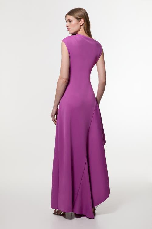 Karen Millen Waterfall Hem Maxi Dress in Purple | Lyst