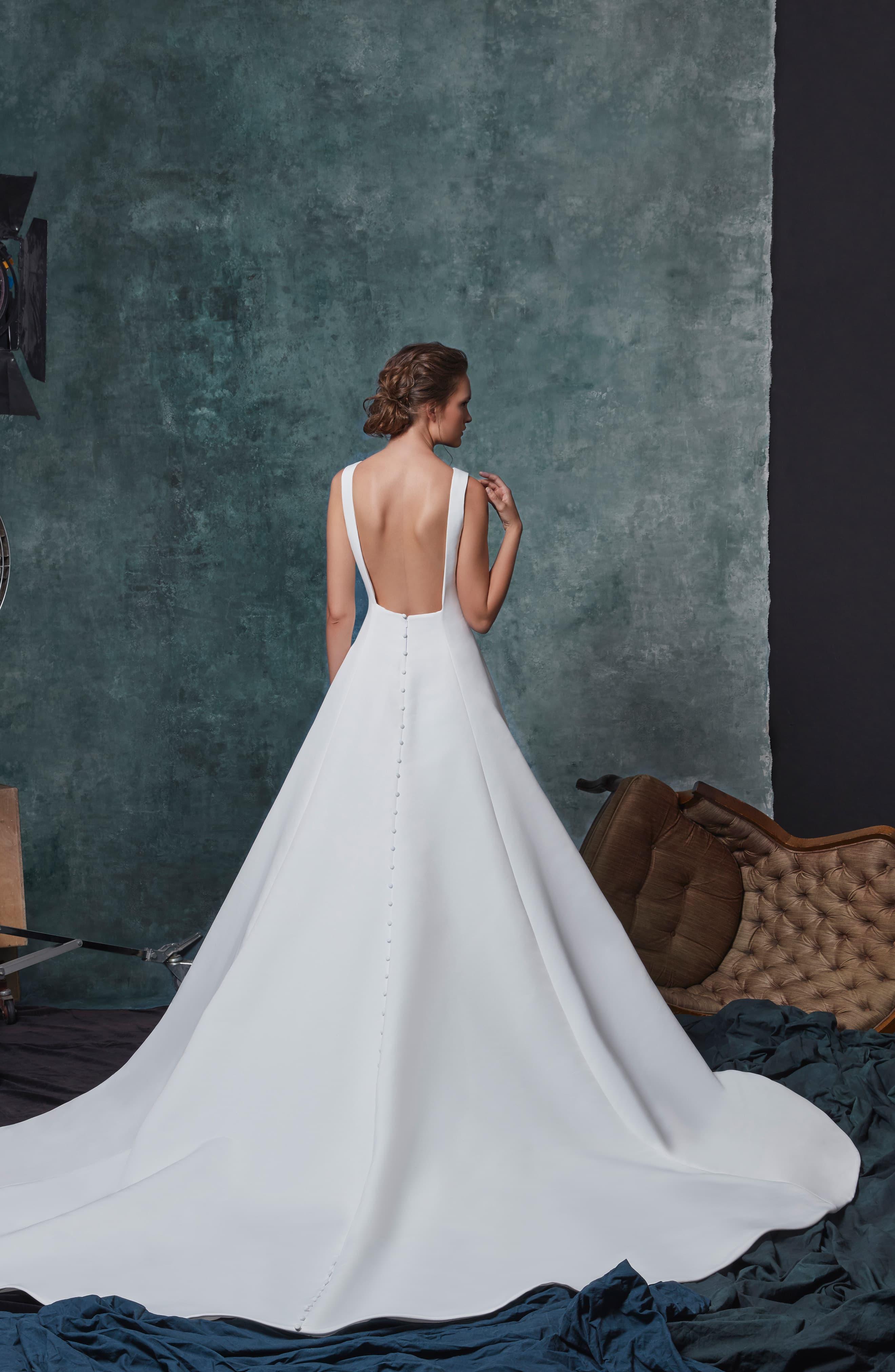 Sareh Nouri Dakota Fit Flare Faille Wedding Dress In Ivory