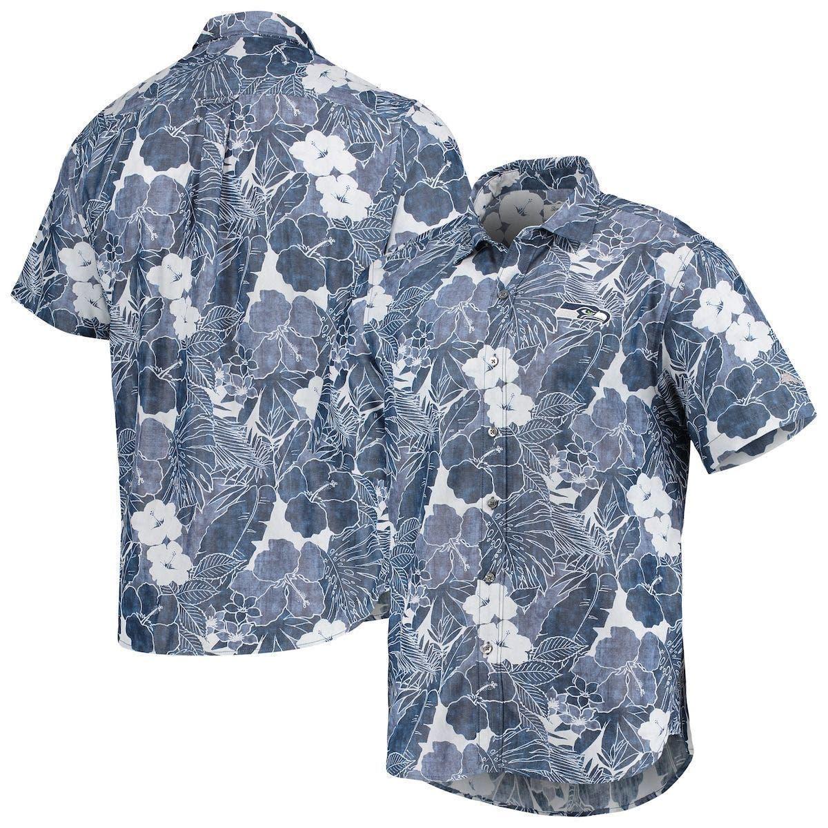 New Orleans Saints Tommy Bahama Coconut Point Frondly Fan Camp IslandZone  Button-Up Shirt - Gray