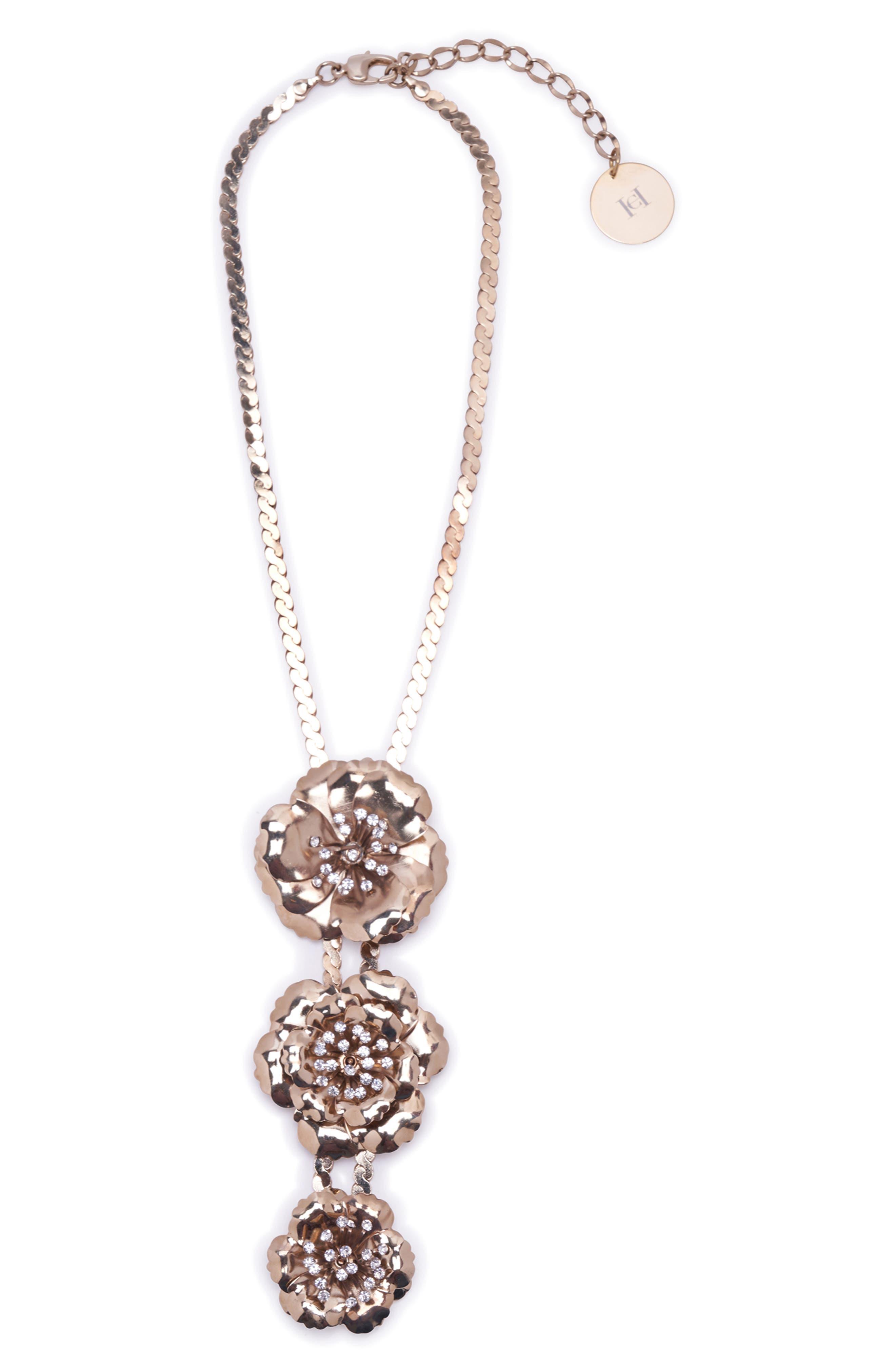 Carolina Herrera Flower Drop Pendant Necklace in White | Lyst