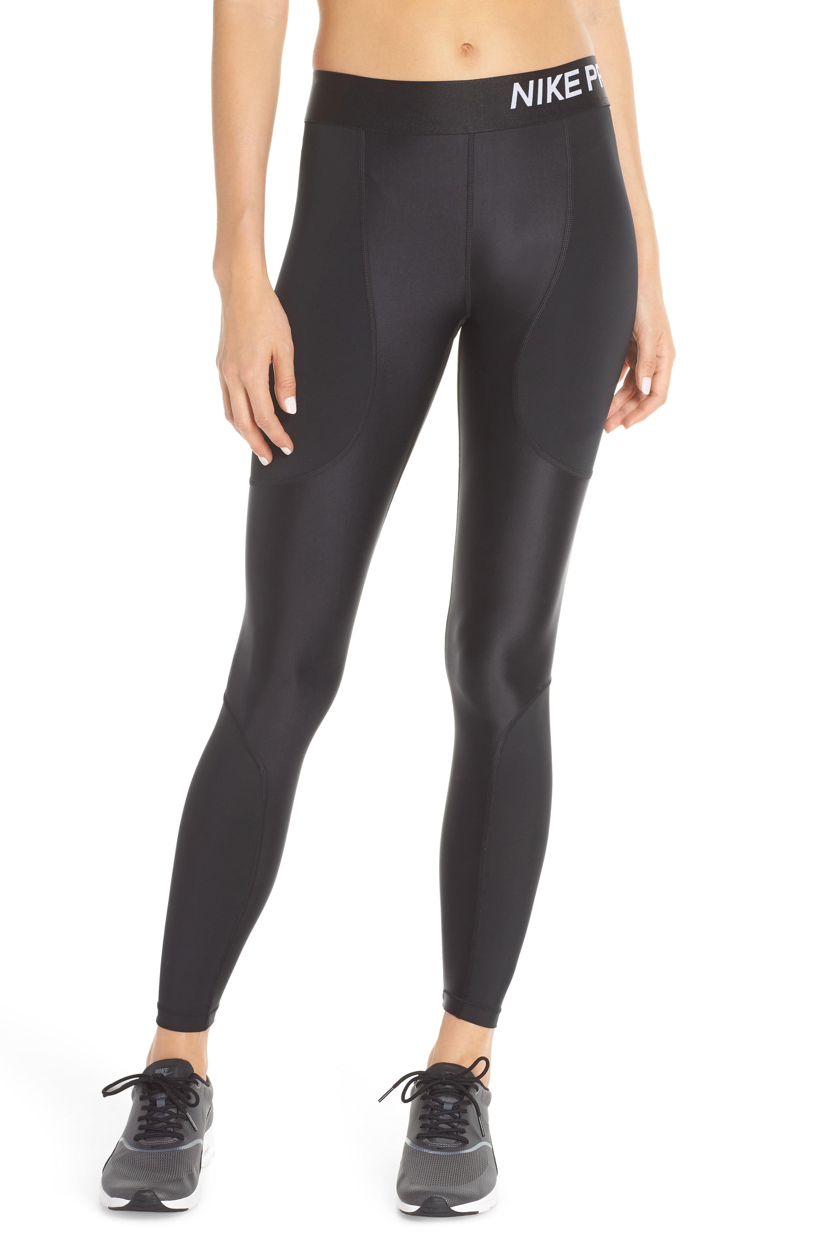 Nike Pro Shiny Tights in Black | Lyst