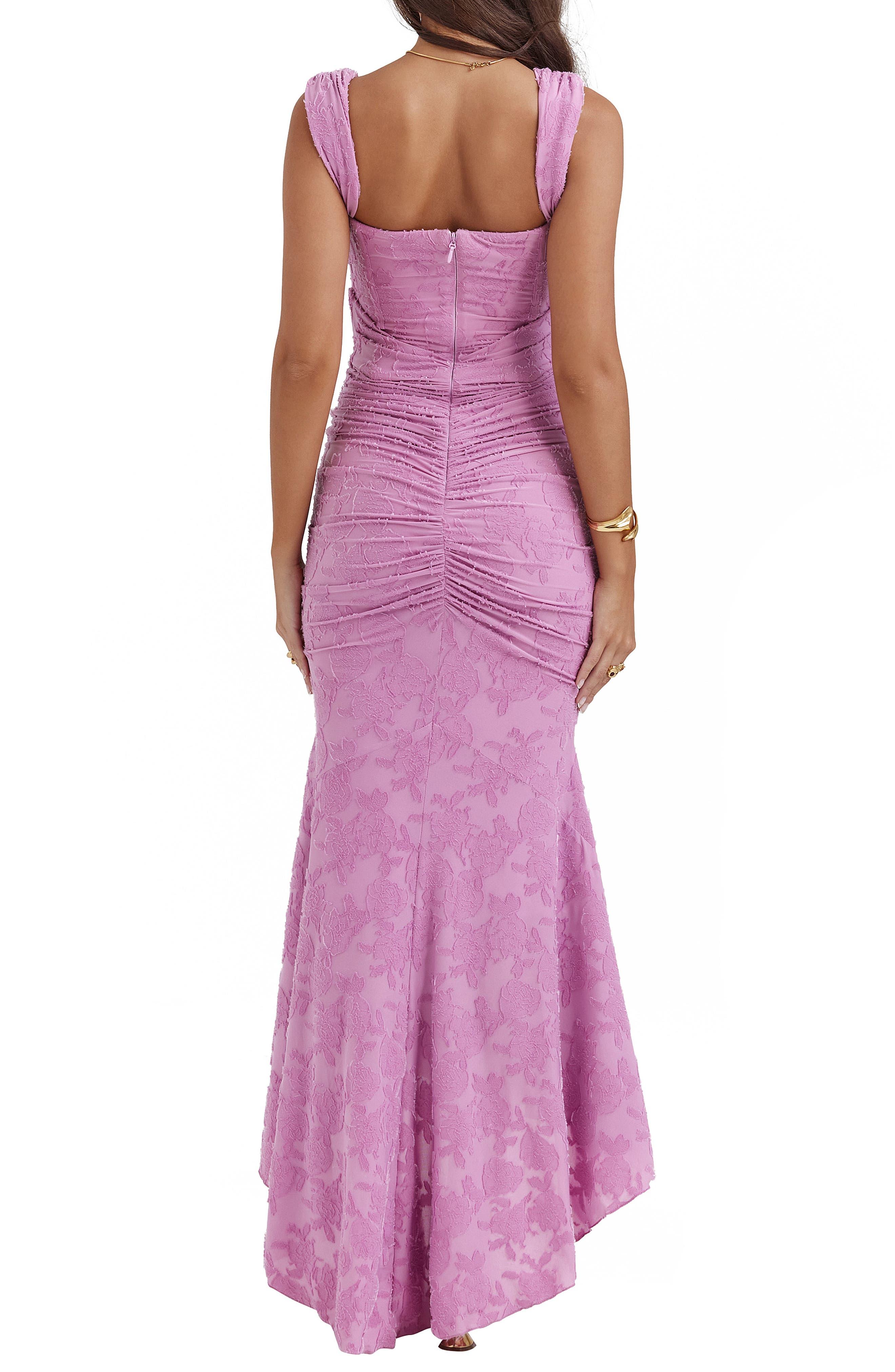 House Of Cb Cesca Floral Ruched High-low Corset Dress in Purple | Lyst House Of Cb Cesca Floral Ruched High-low Corset Dress in Purple | Lyst