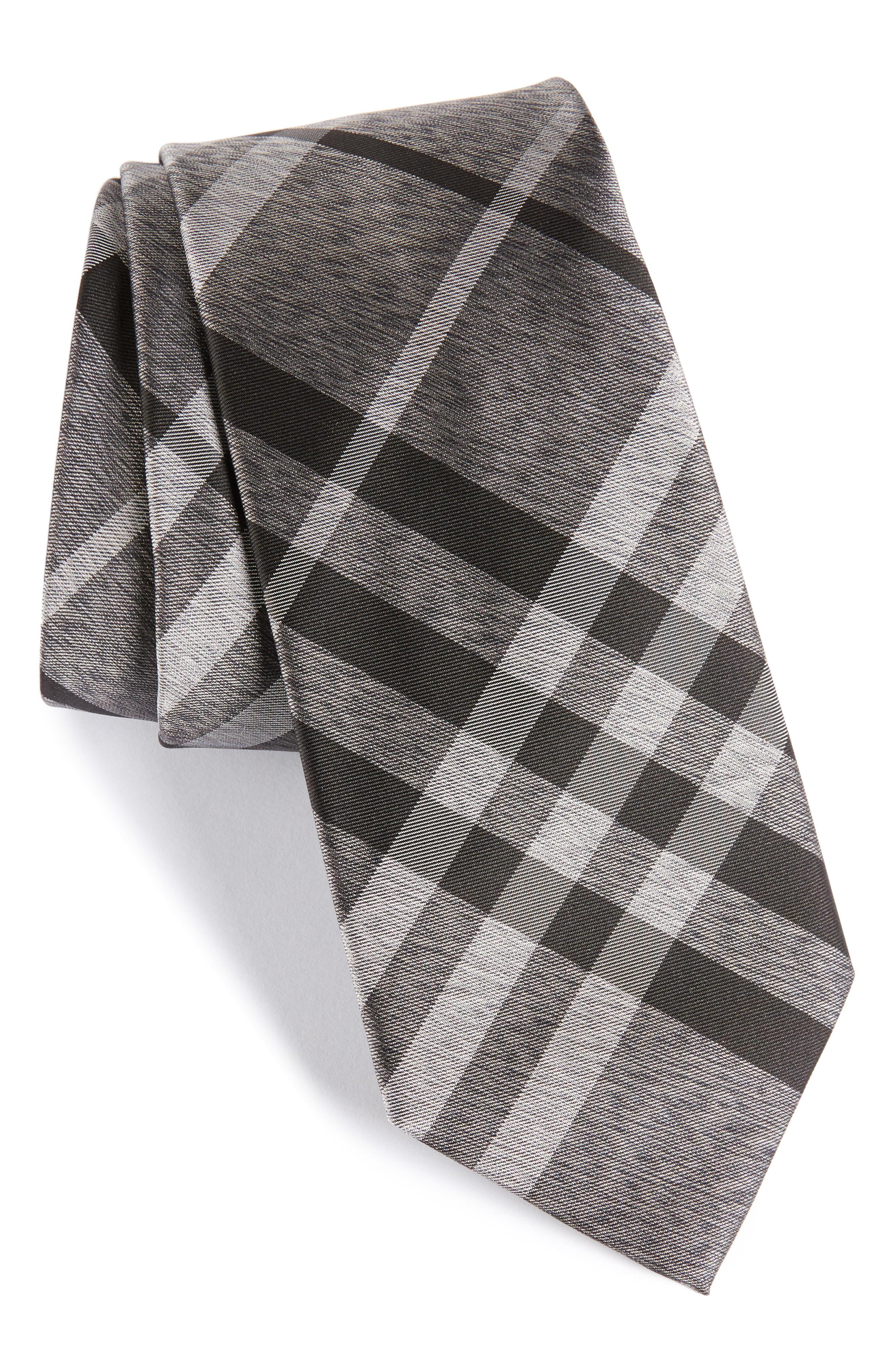 Burberry Manston Check Silk Tie in Charcoal Check (Gray) for Men - Lyst