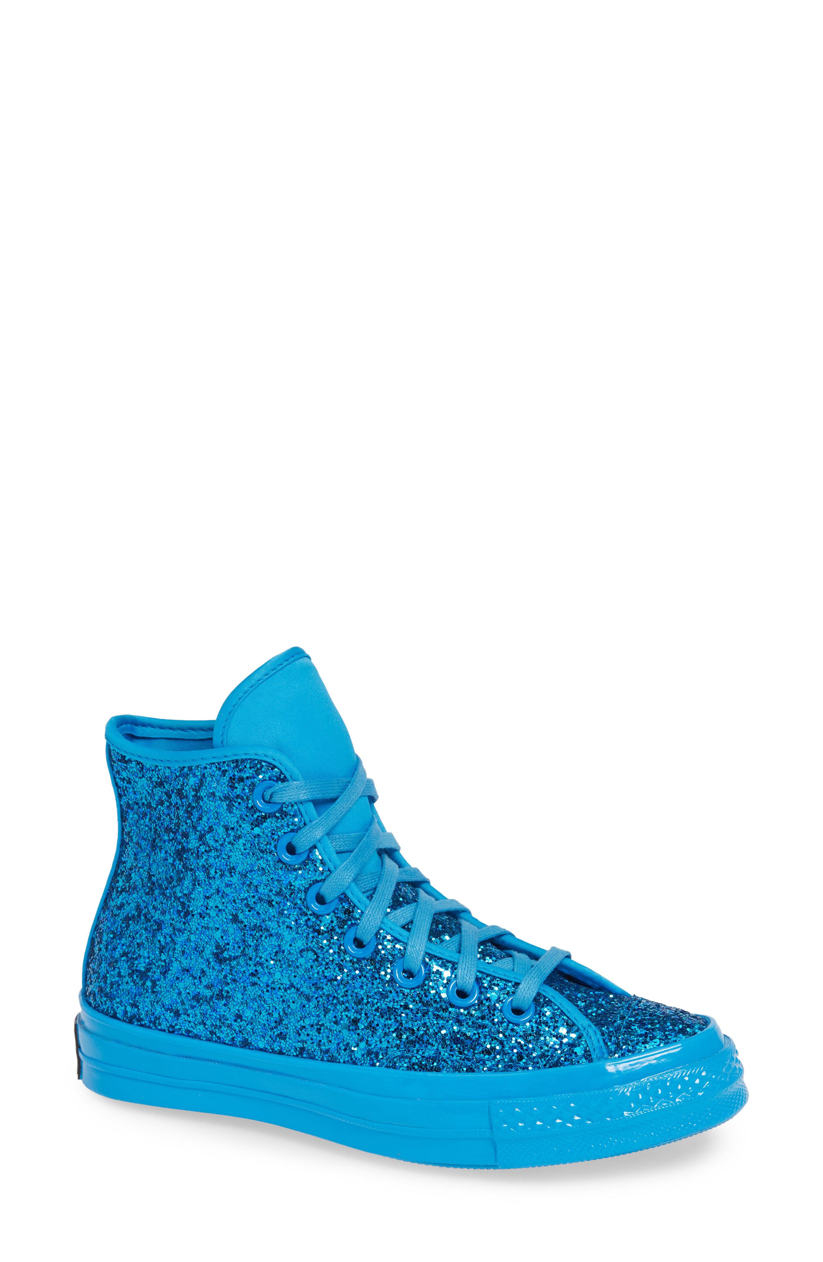 blue glitter high top converse