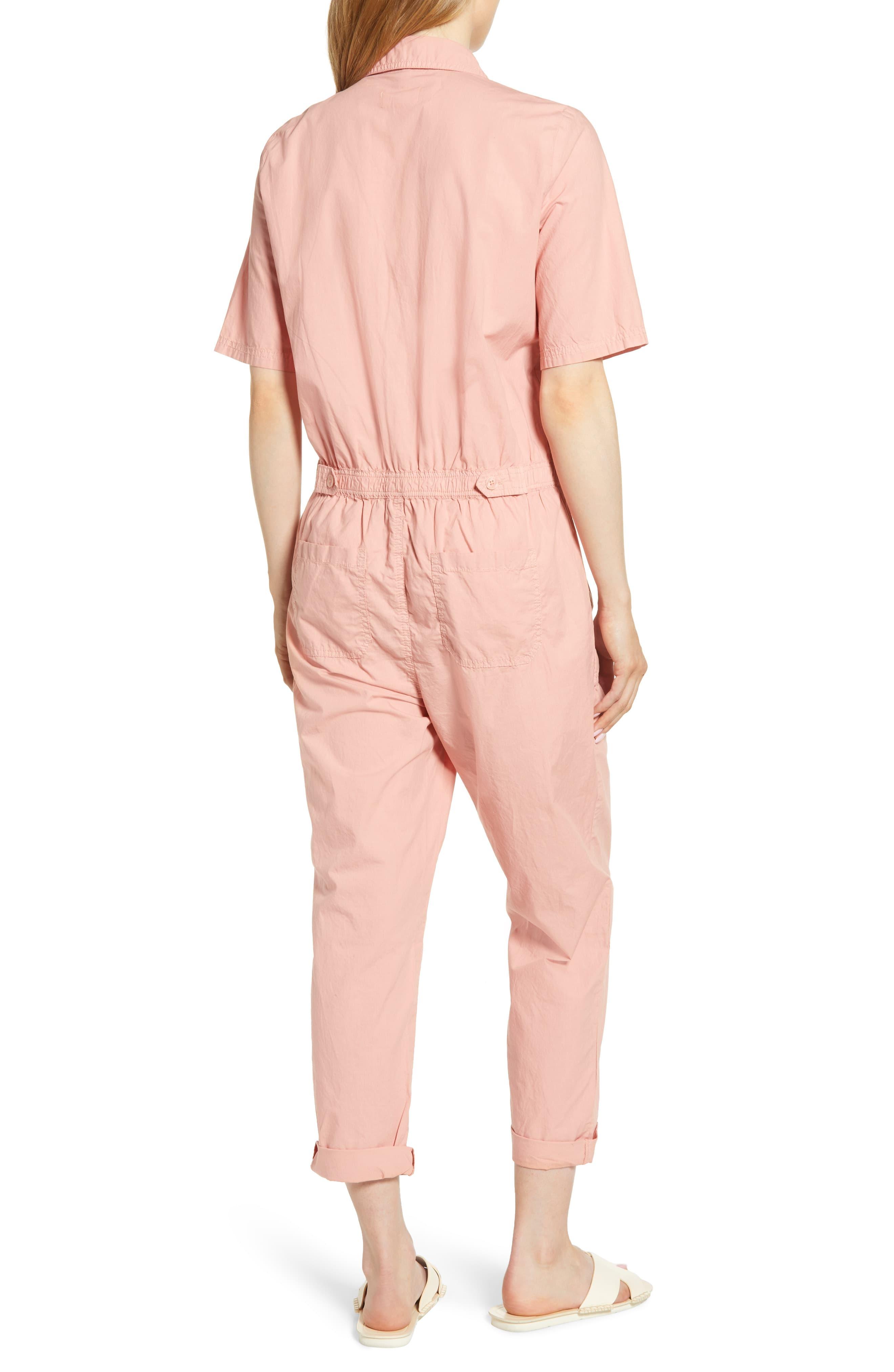 grey and pink jumpsuit