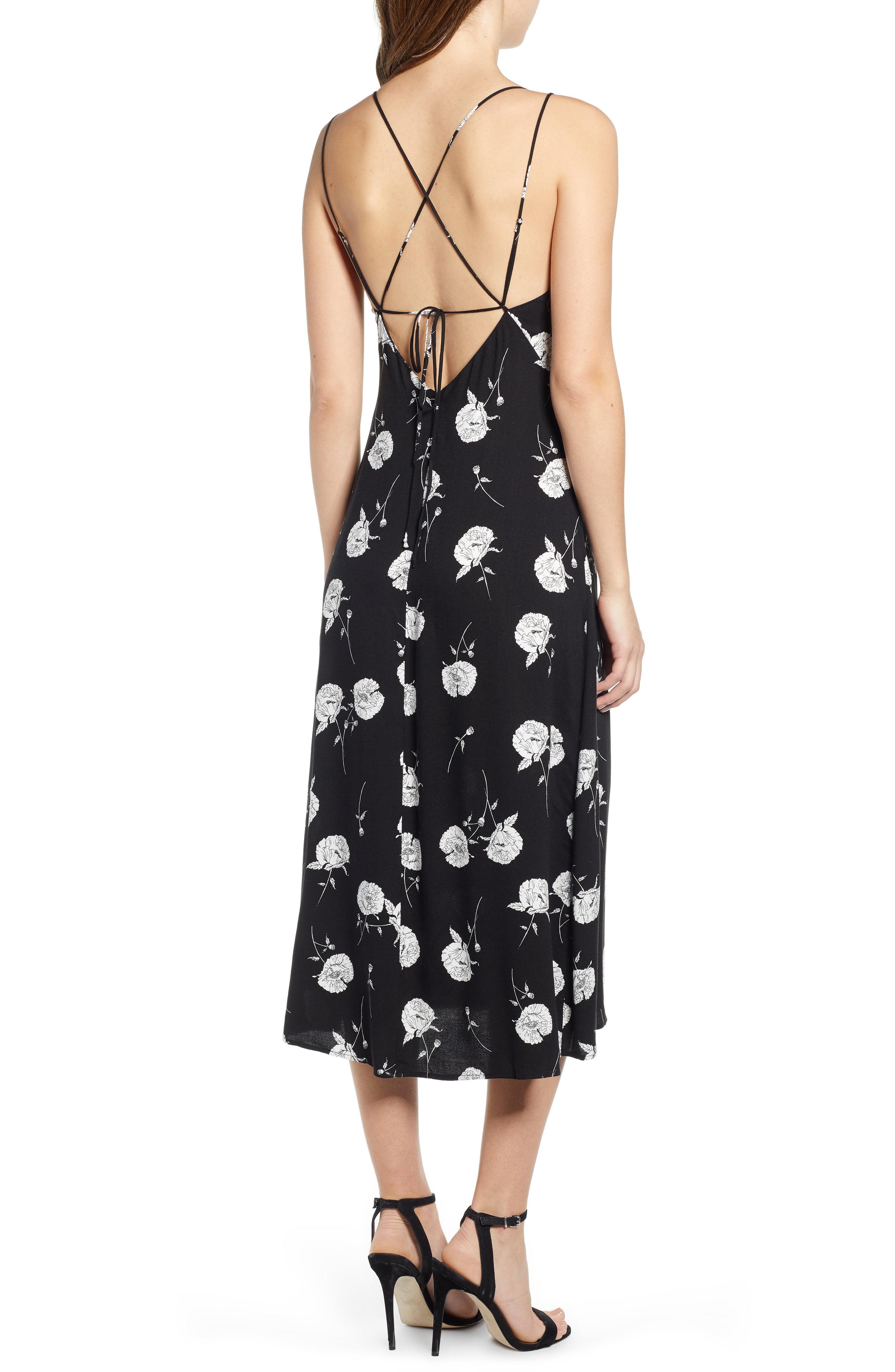 strappy floral midi dress