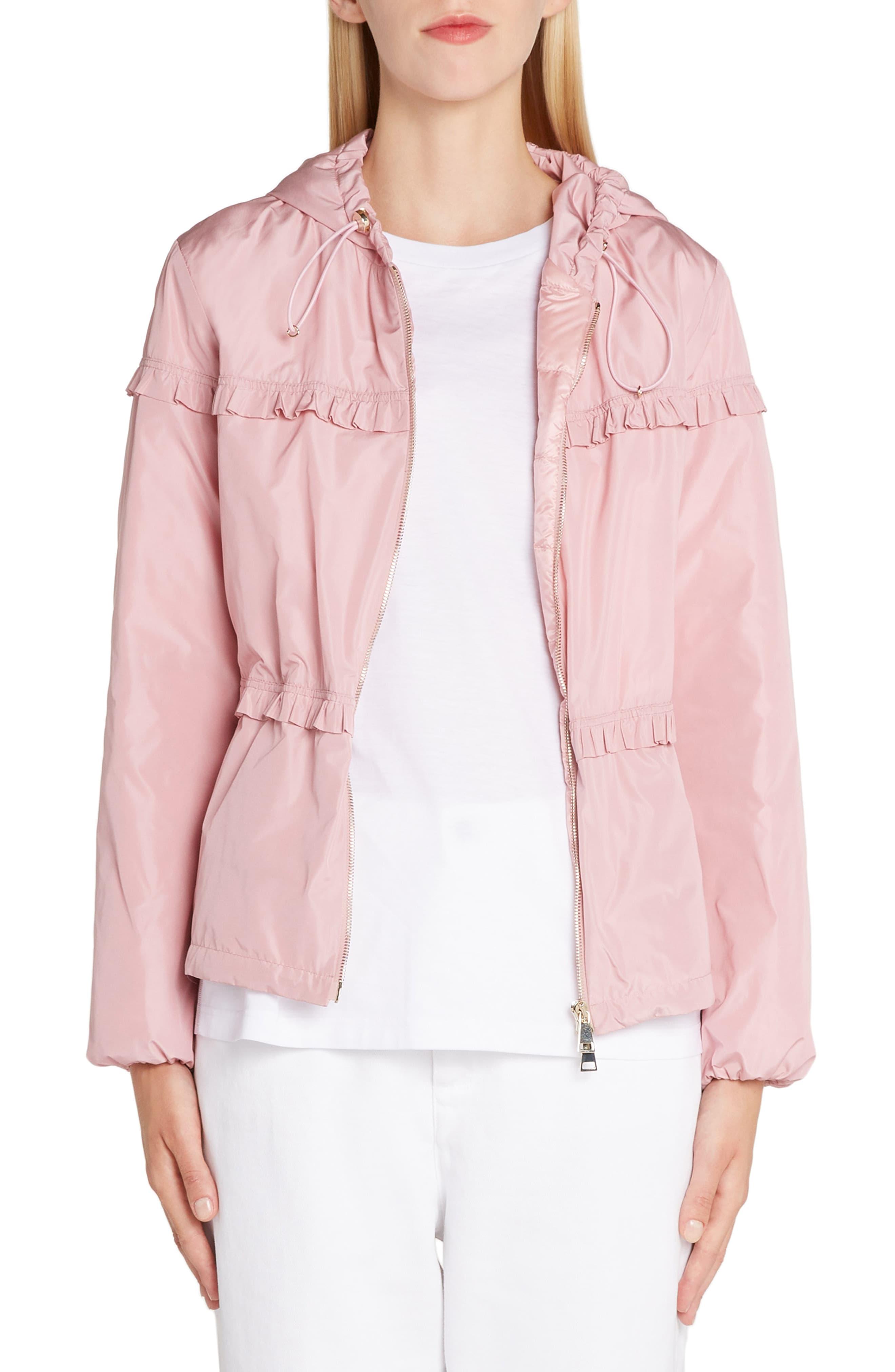 Women S Pink Prague Ruffle Trim Hooded Jacket