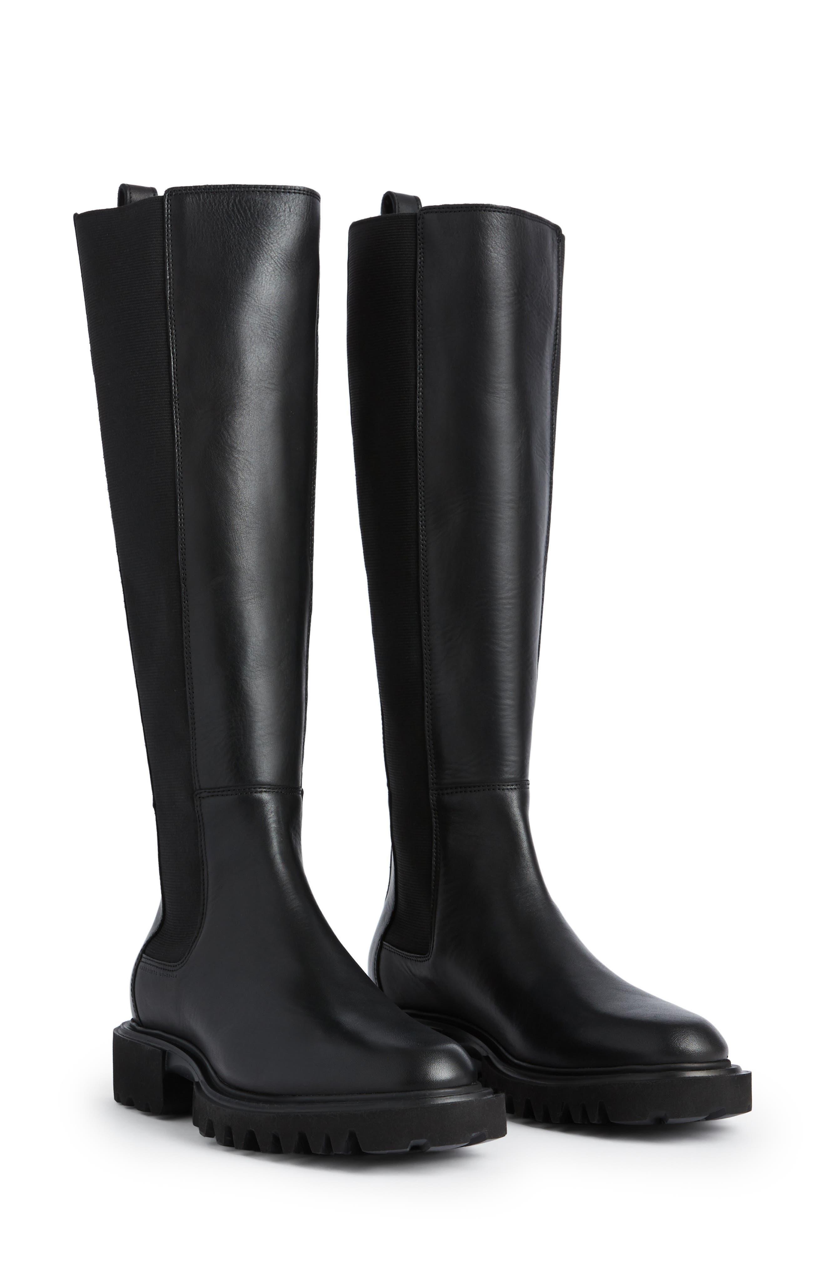 AllSaints Maeve Knee High Chelsea Boot in Black Lyst