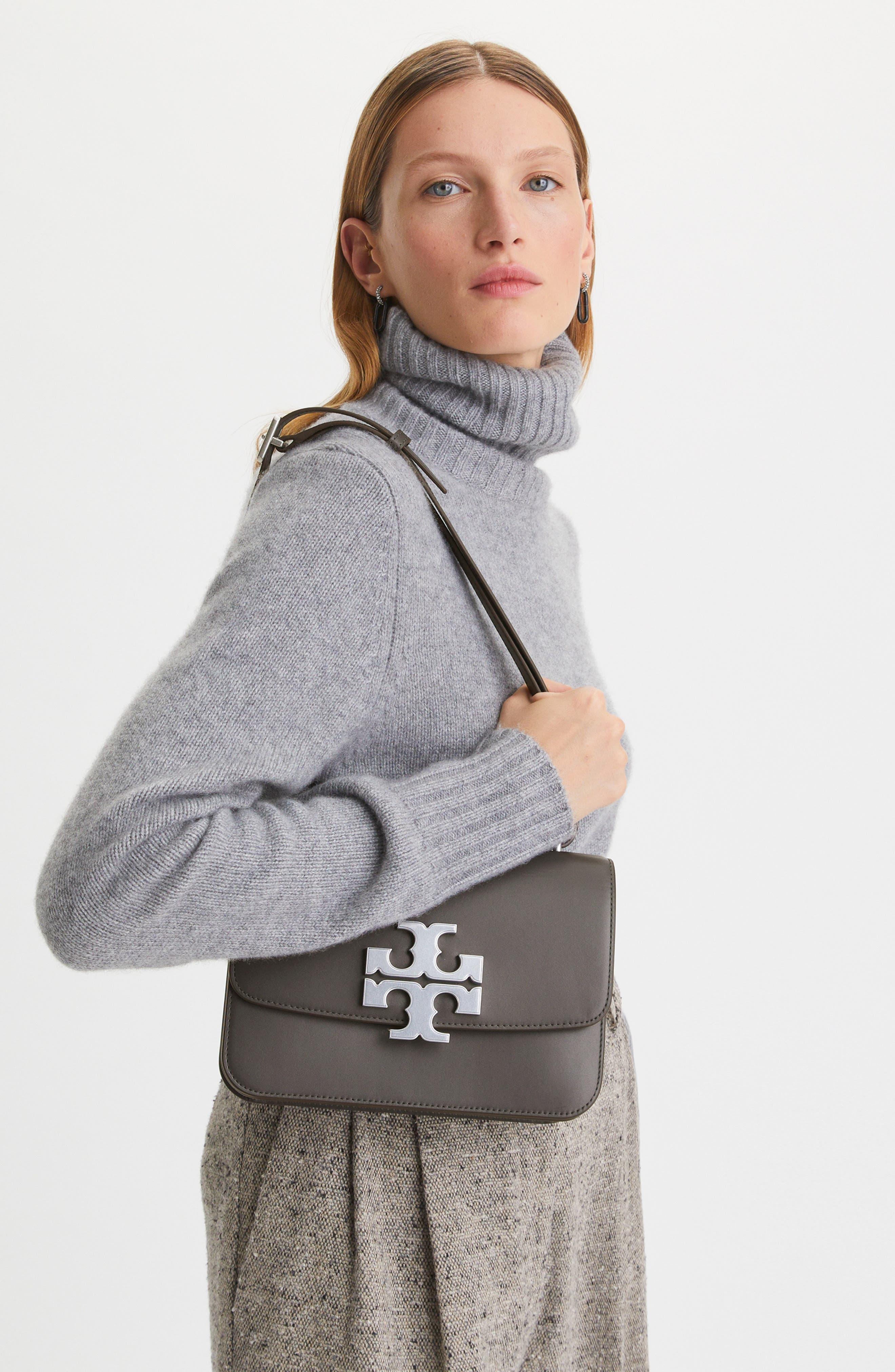Tory Burch Eleanor Convertible Leather Shoulder Bag in Gray | Lyst