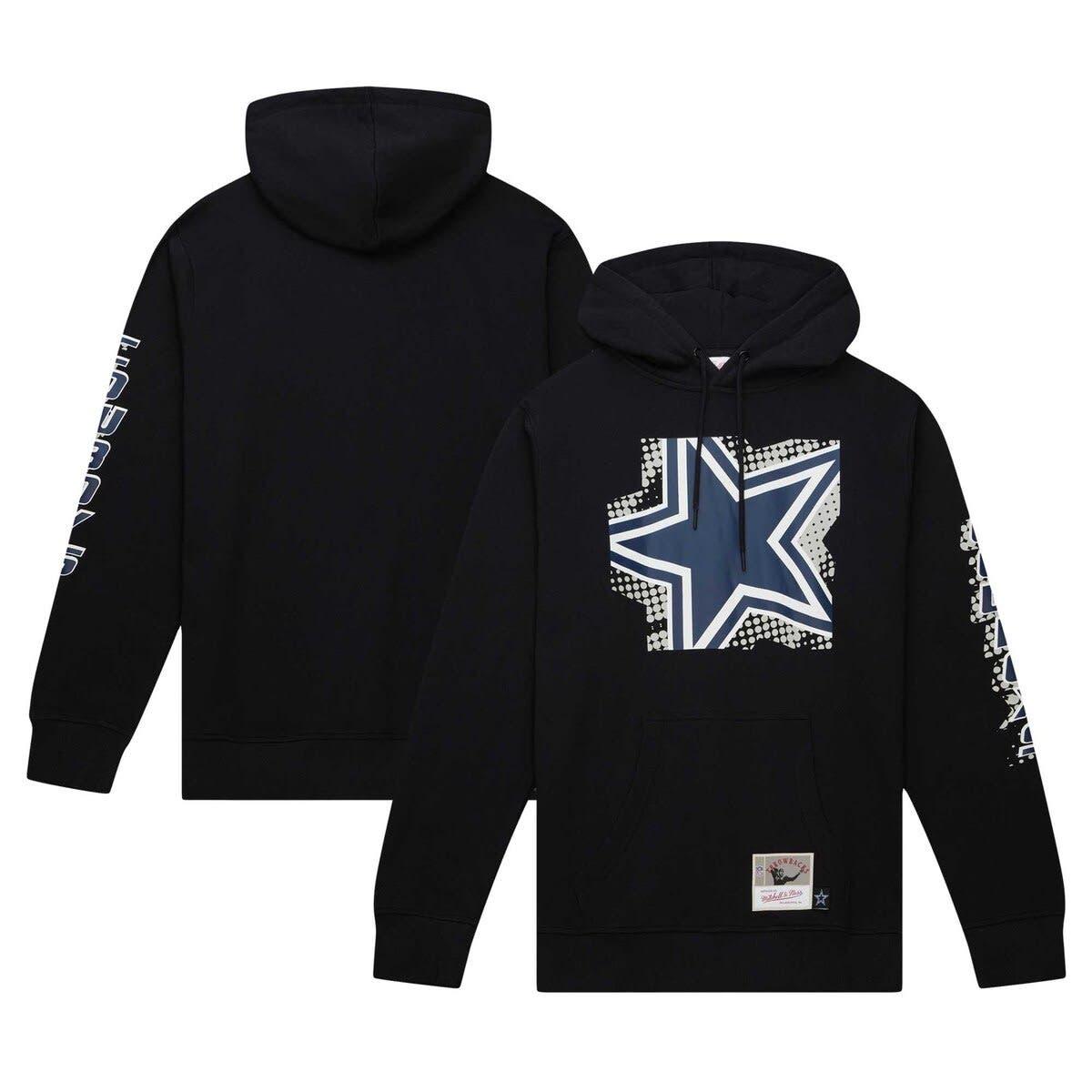 Men's Mitchell & Ness Navy/Silver Dallas Cowboys Big & Tall Big Face  Pullover Hoodie