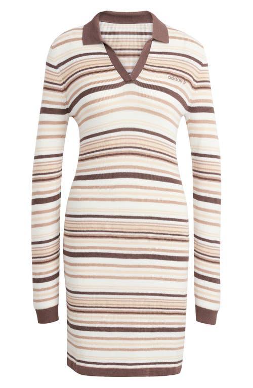 adidas Originals Stripe Long Sleeve Knit Polo Dress in