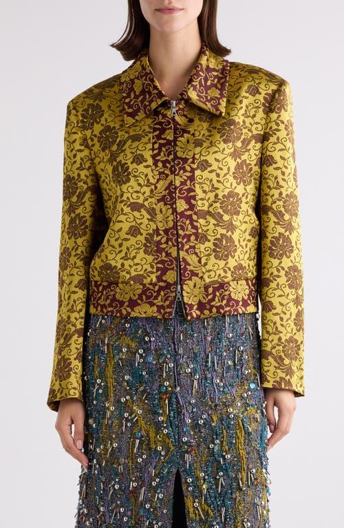 Dries Van Noten Floral Jacquard Crop Satin Jacket | Lyst