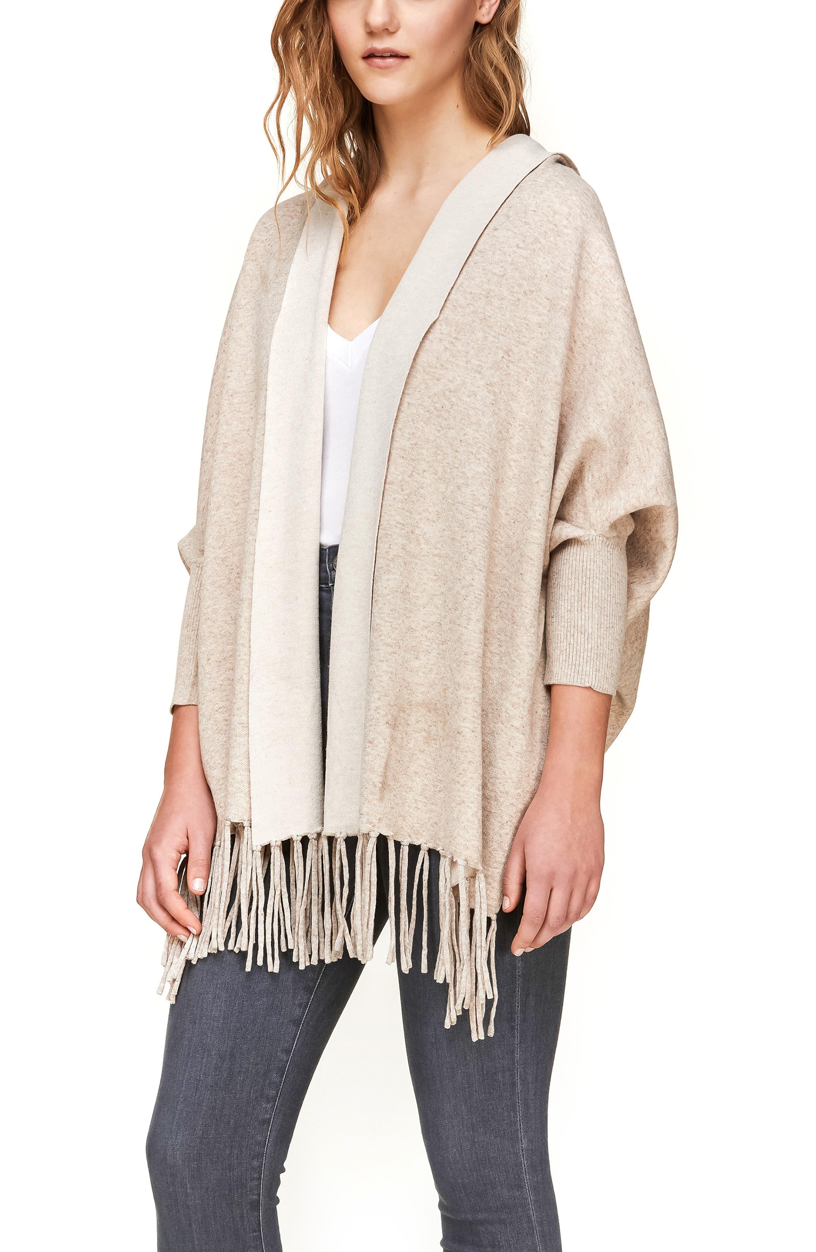 soia & kyo woven cardigan with fringe