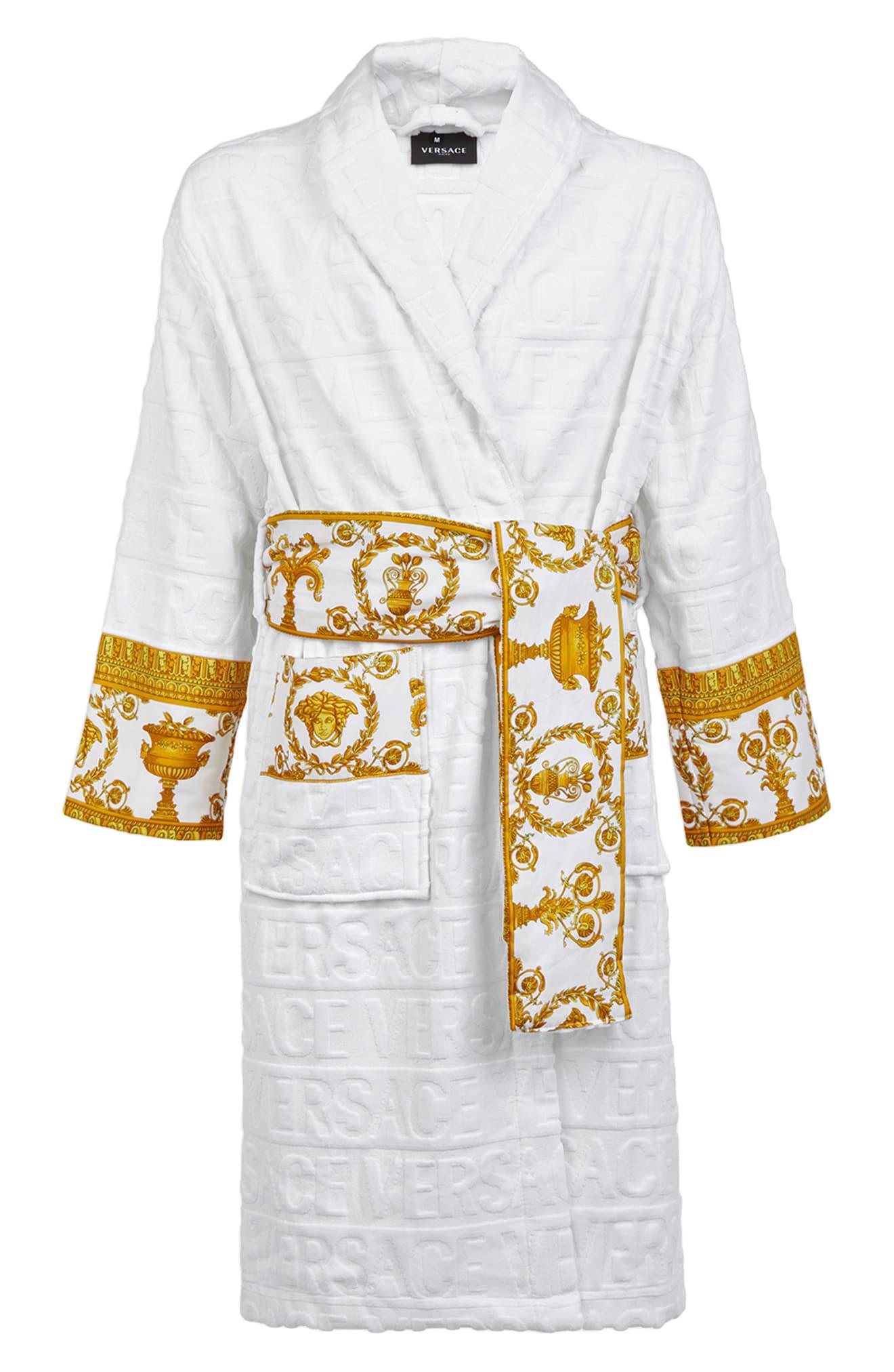 Versace Barocco Terry Robe in White - Lyst