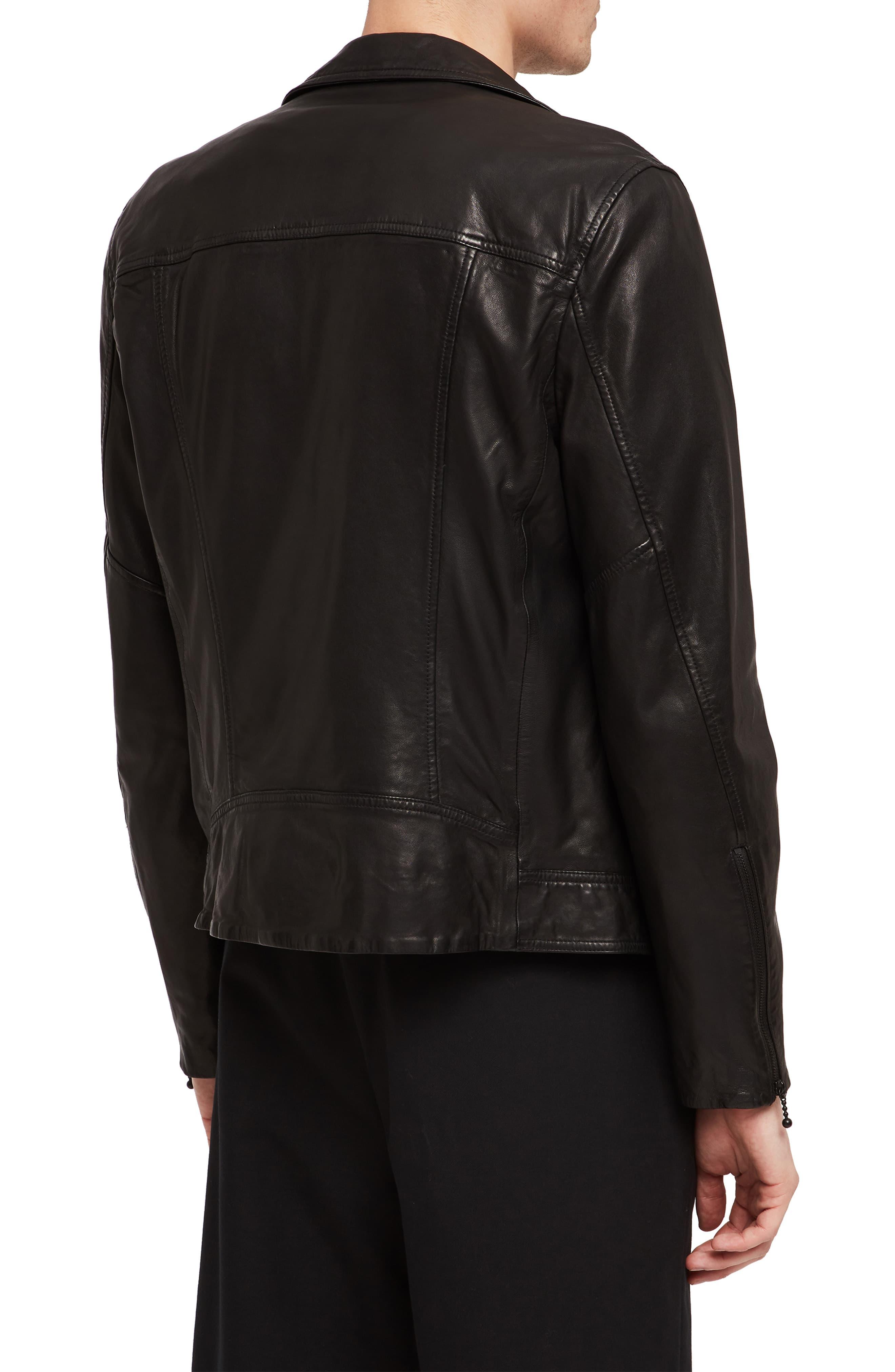 Allsaints Holt Slim Fit Leather Biker Jacket In Black For Men Lyst Holt Slim Fit Leather Biker Jacket