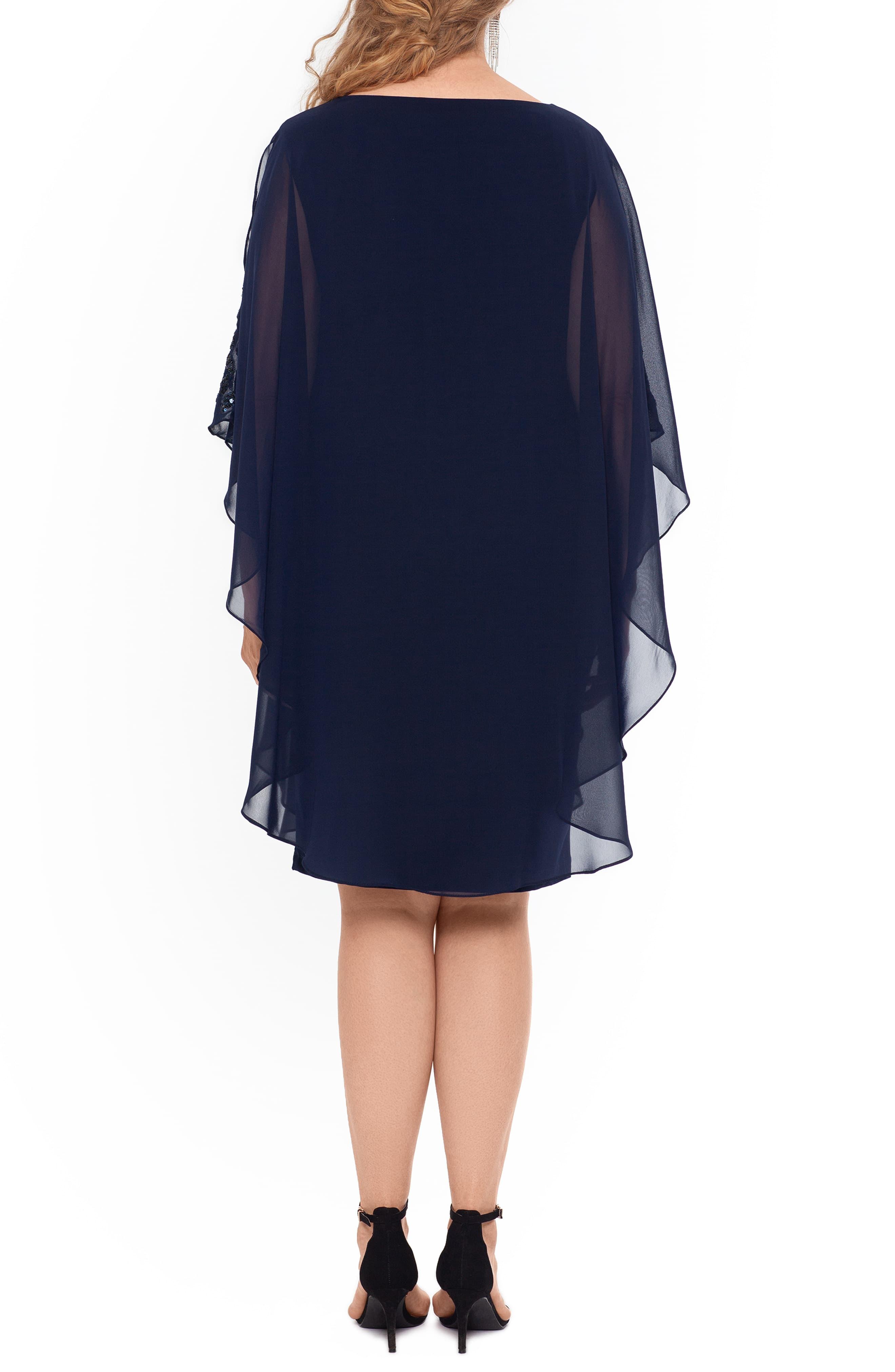 xscape lace sleeve chiffon gown