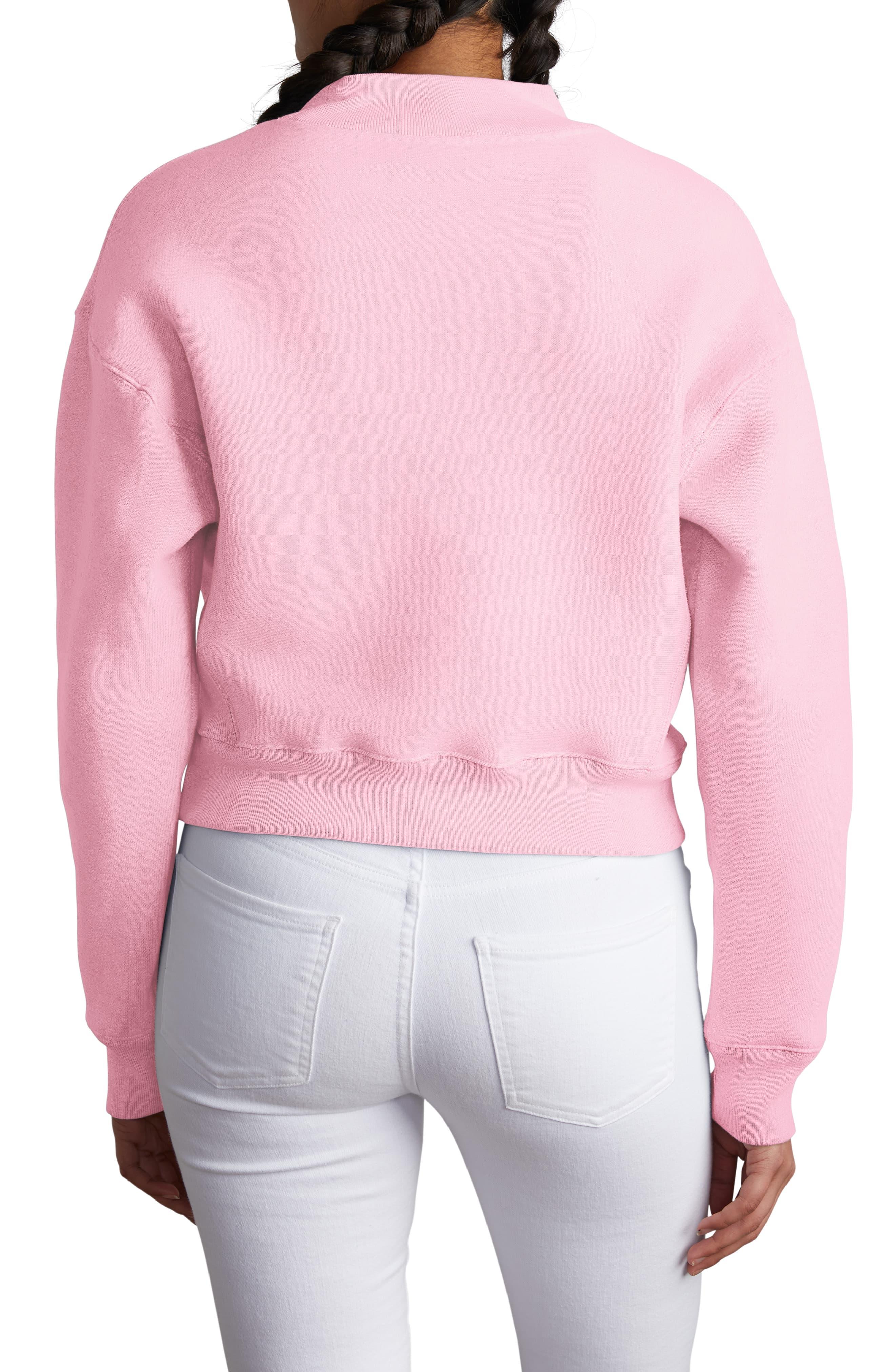 Champion Cotton Mock Neck Reverse Panel Crop Sweatshirt in ...