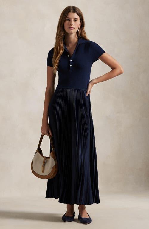 Polo Ralph Lauren Mixed Media Polo Sweater Dress in Black | Lyst