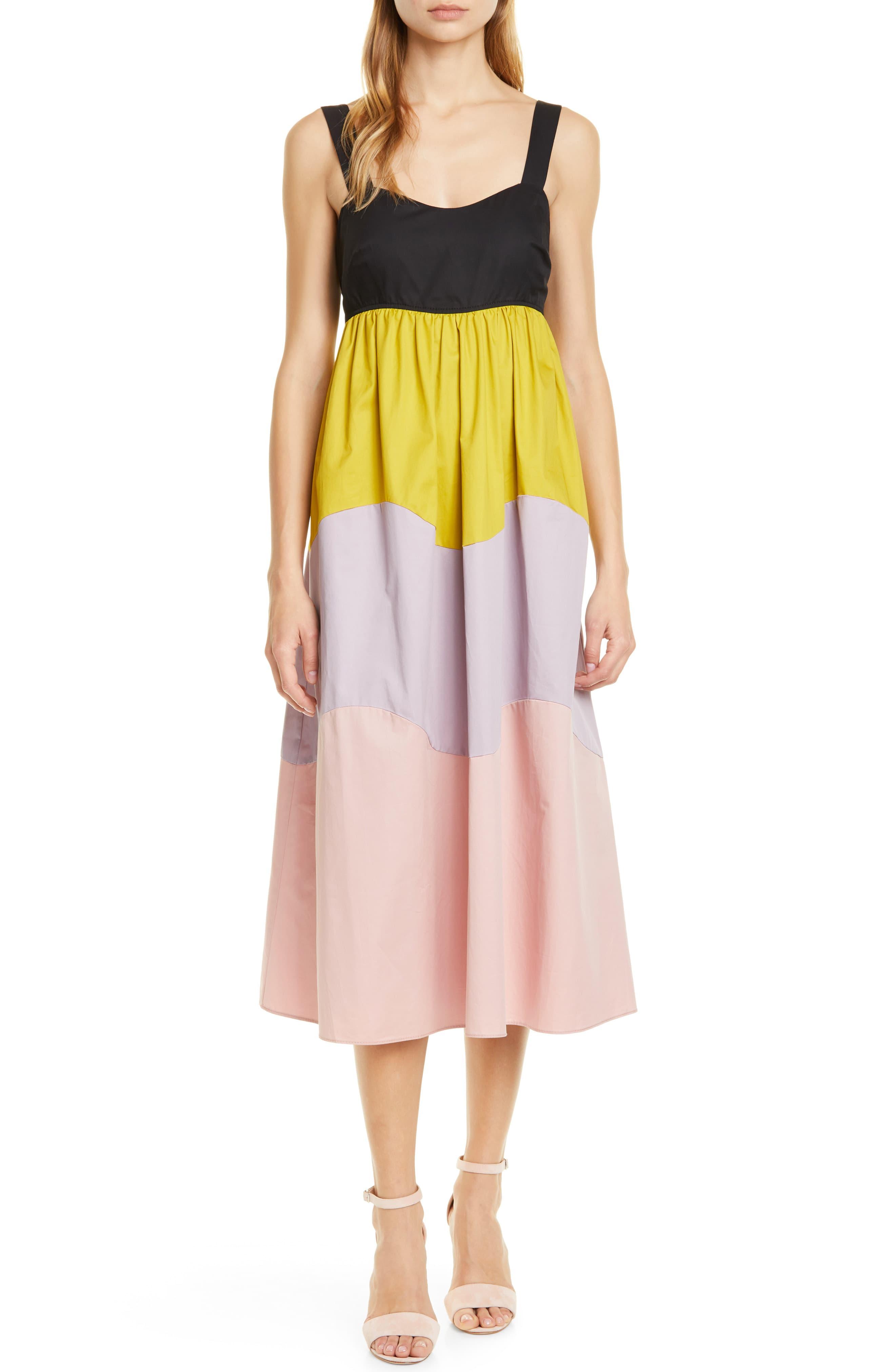 Cotton Scalloped Color - Block Dress | Lyst