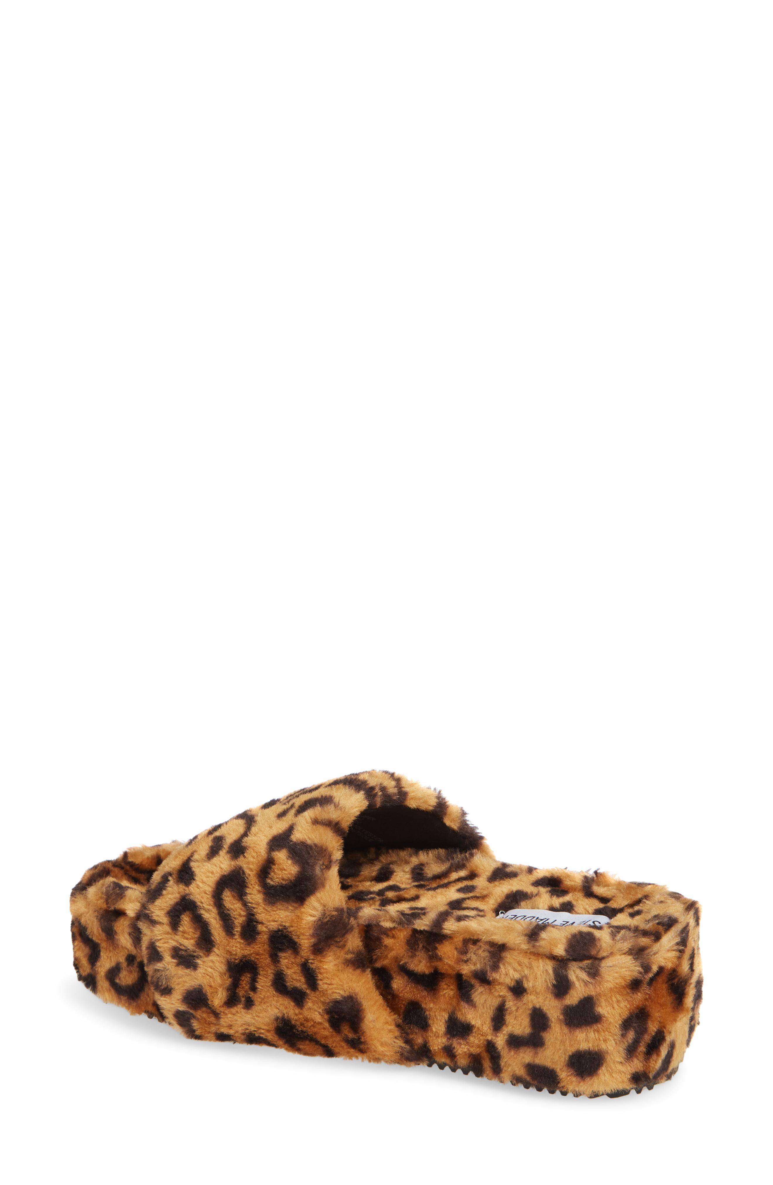 steve madden fuzzy leopard slippers